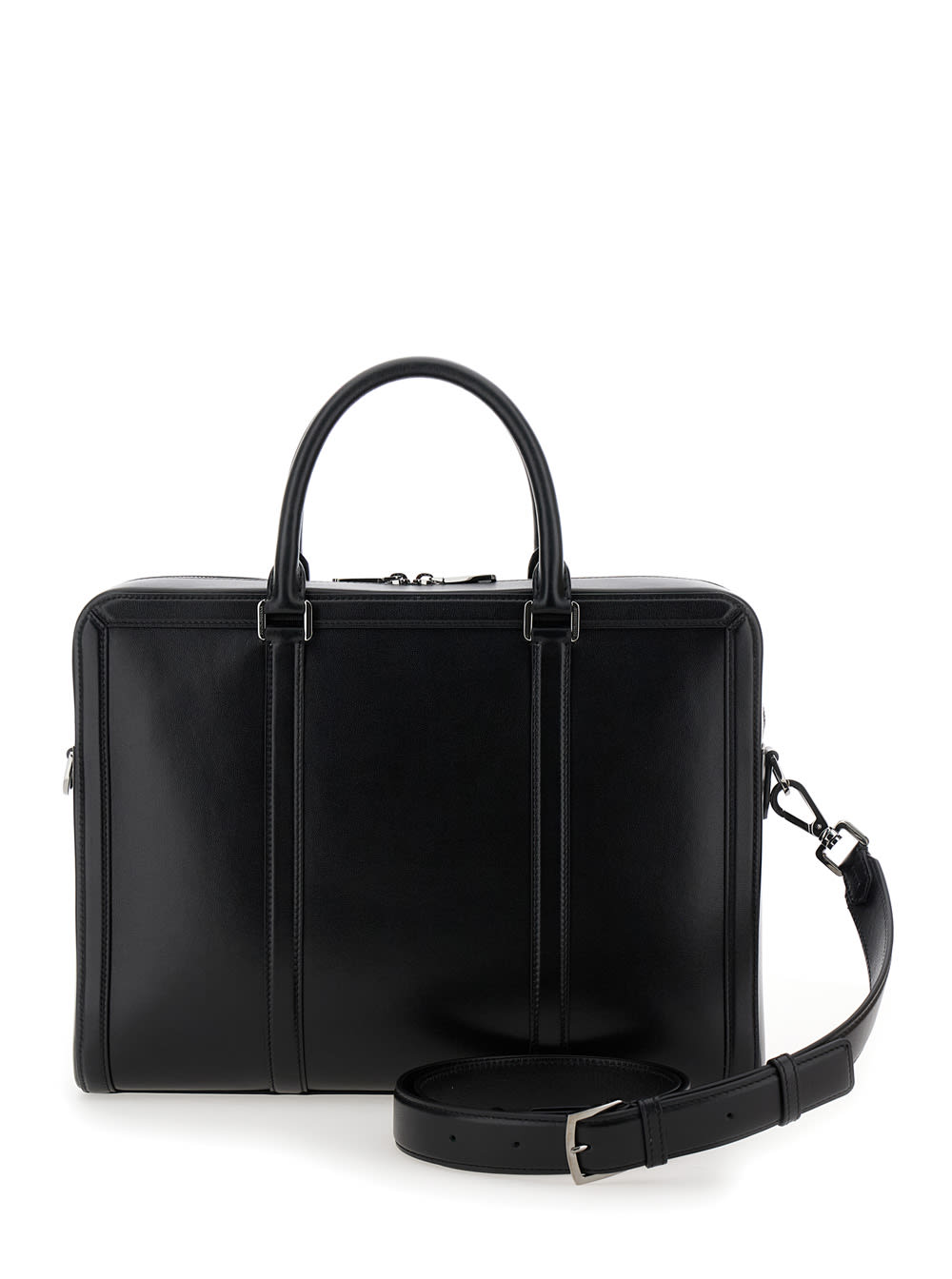 Shop Dolce & Gabbana Black Handbag With Mini Logo Plaque In Leather Man