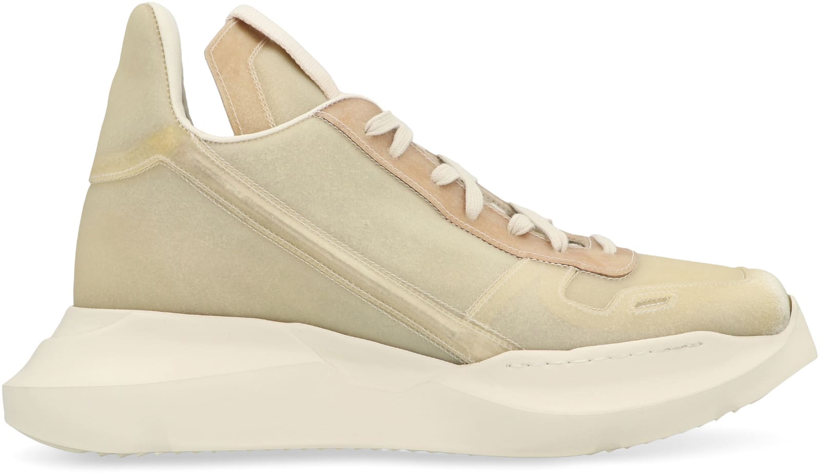 Rick Owens Geth Leather High-top Sneakers In Beige