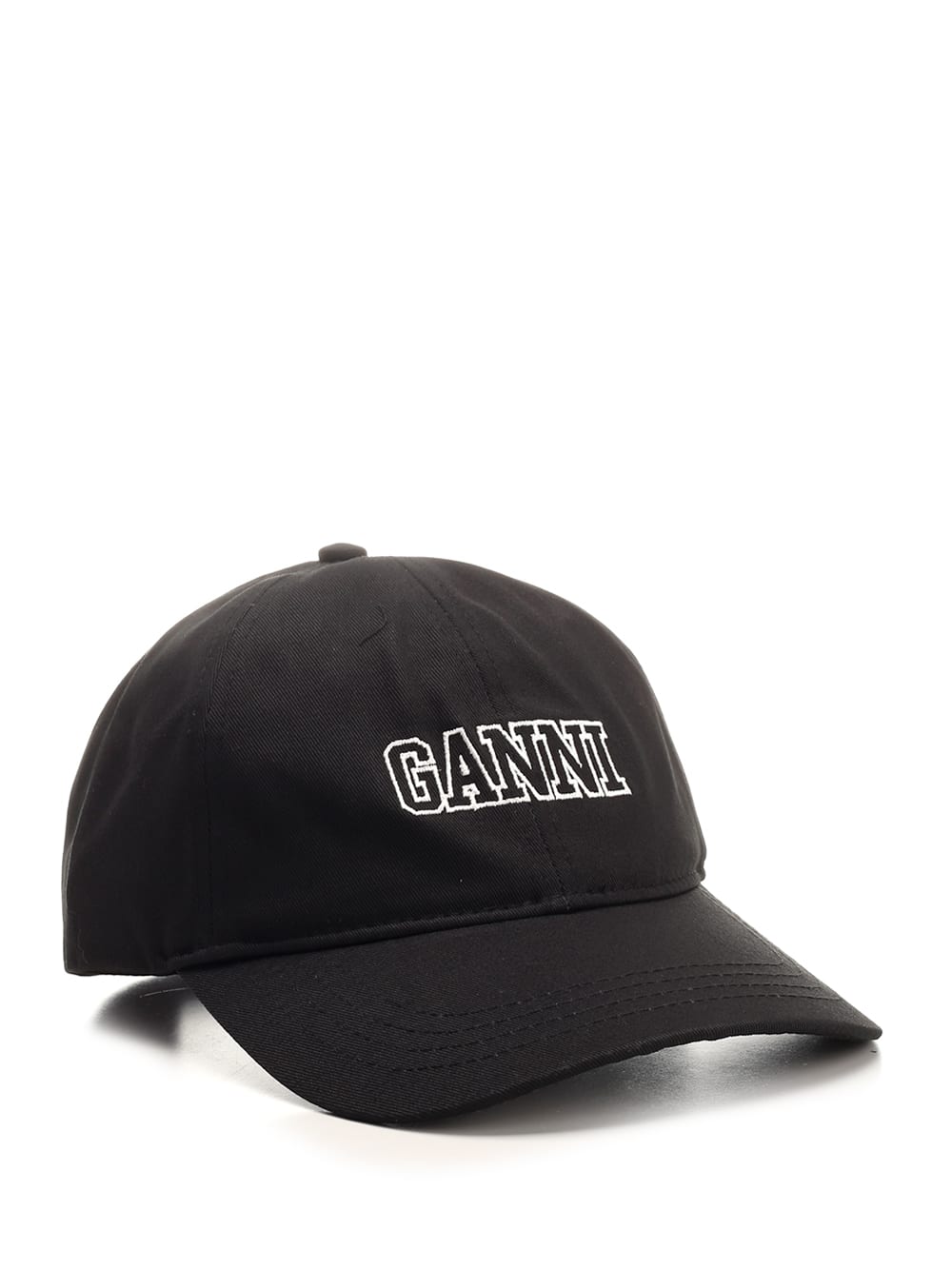 Shop Ganni Signature Baseball Cap In Black
