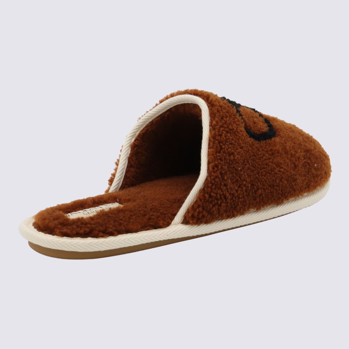 Valentino Garavani Ta Chambre Wool Slippers In Brown