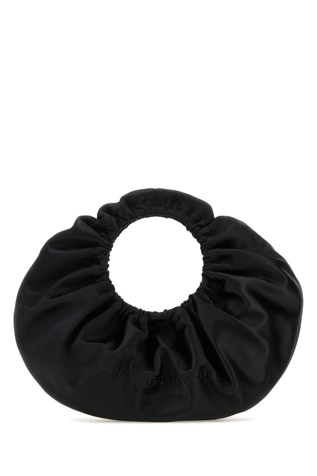 Black Satin Crescent Small Handbag