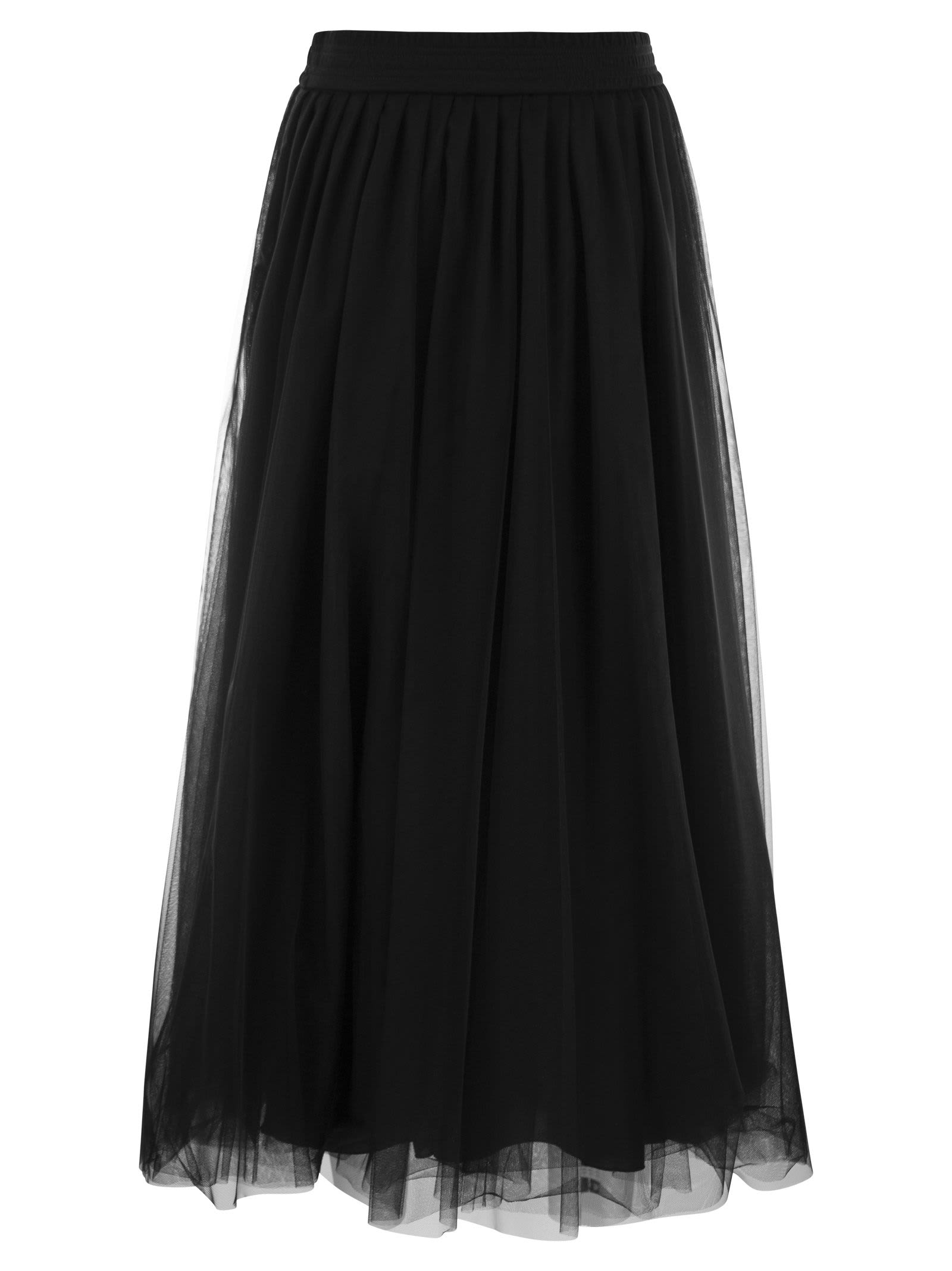 Shop Fabiana Filippi Wide Tulle Skirt In Black