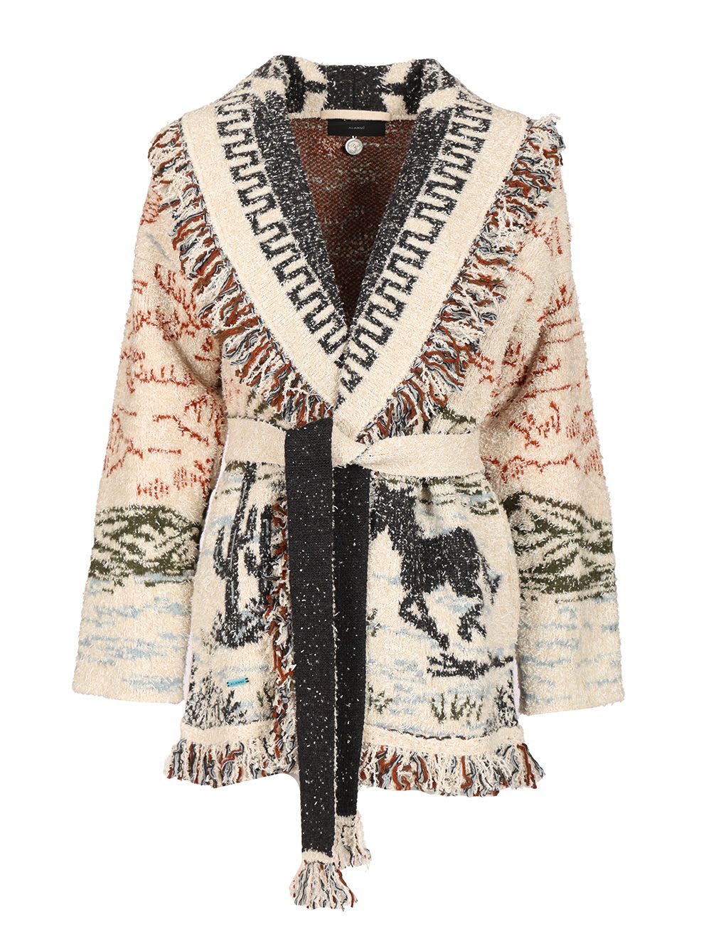 Alanui Sunset Riders Cardigan Knitwear Beige In Multi