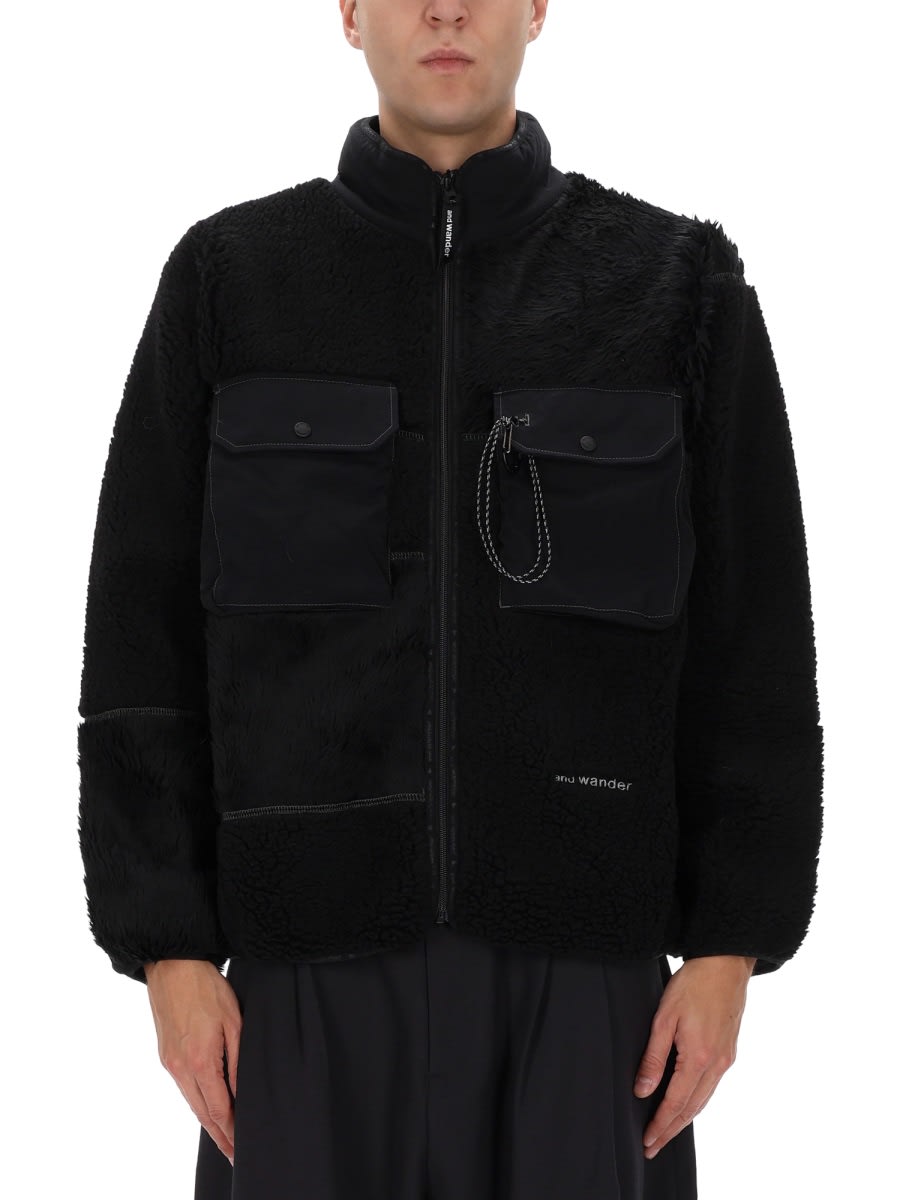 And Wander Black Polyester Wool Jacket In Black