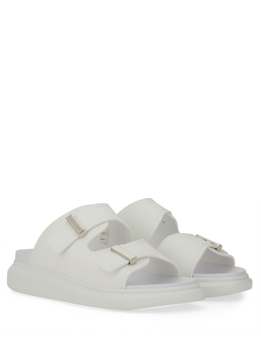 Alexander Mcqueen Hybrid Double Buckle Sandal In Silver