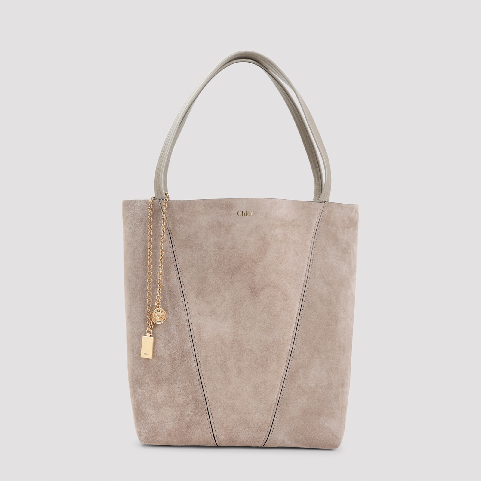 Chloé Motly Grey Suede Spin Tote Bag