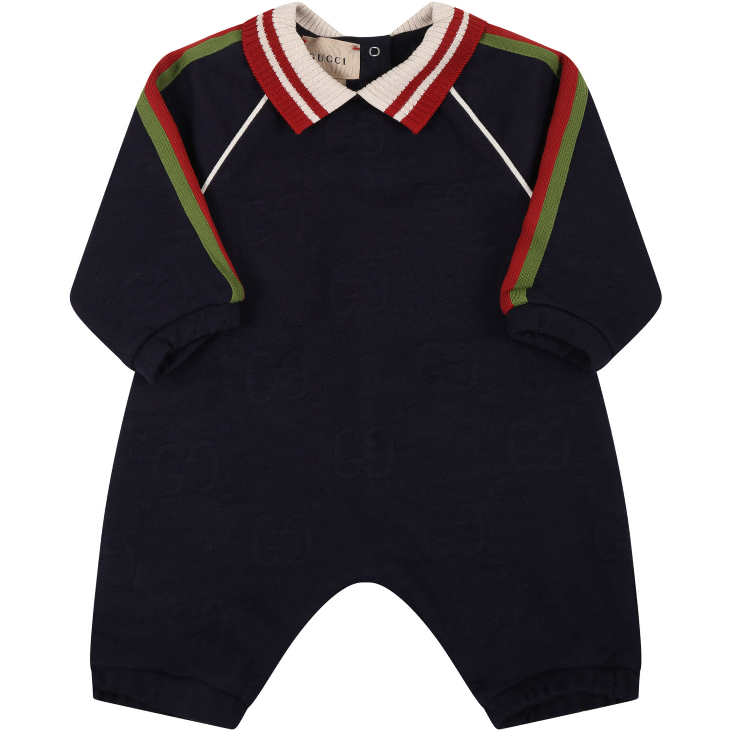Gucci Blue Babygrow For Baby Boy With Web Detail
