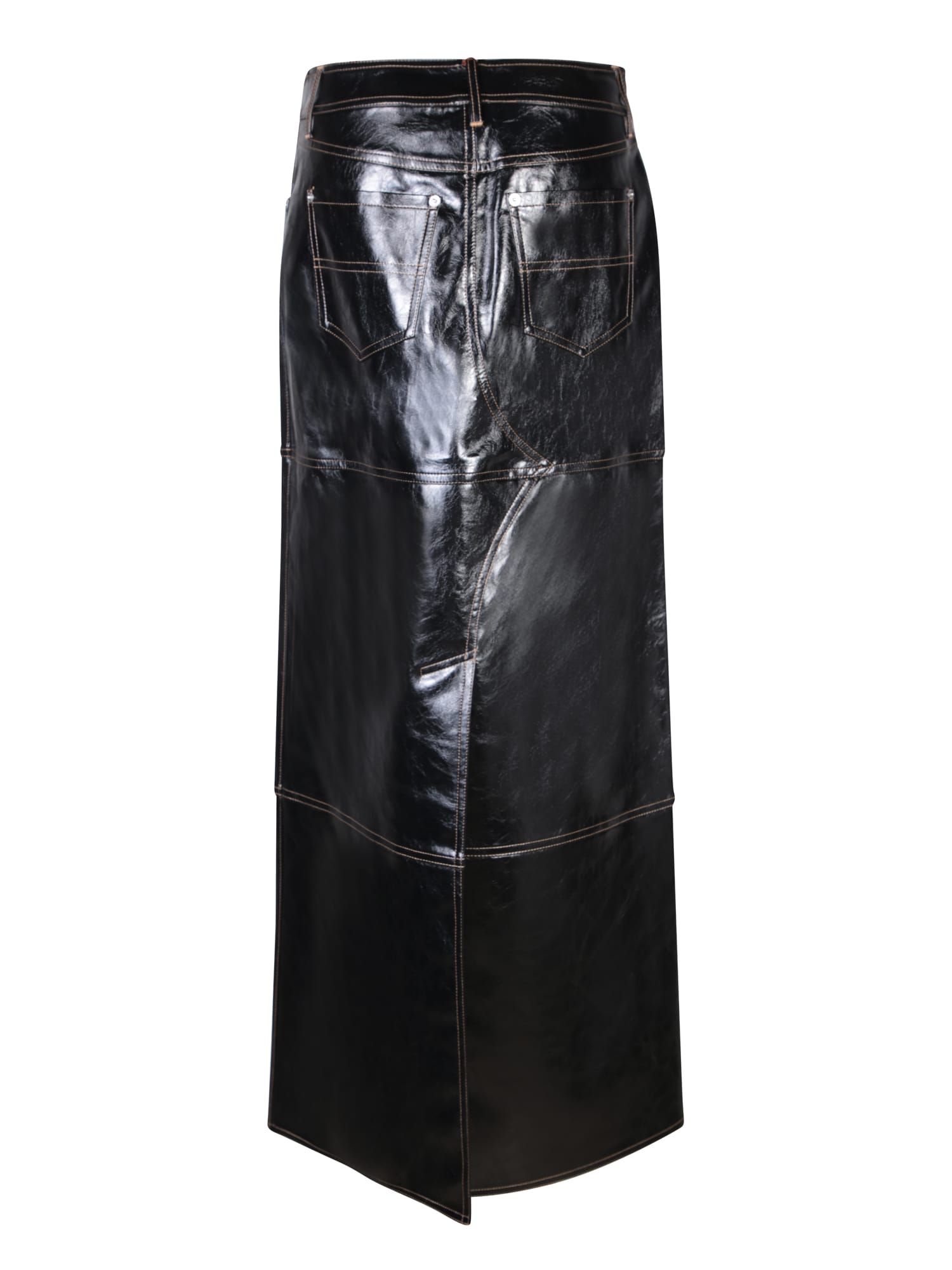 Shop Stand Studio Black Long Split Faux Leather Skirt