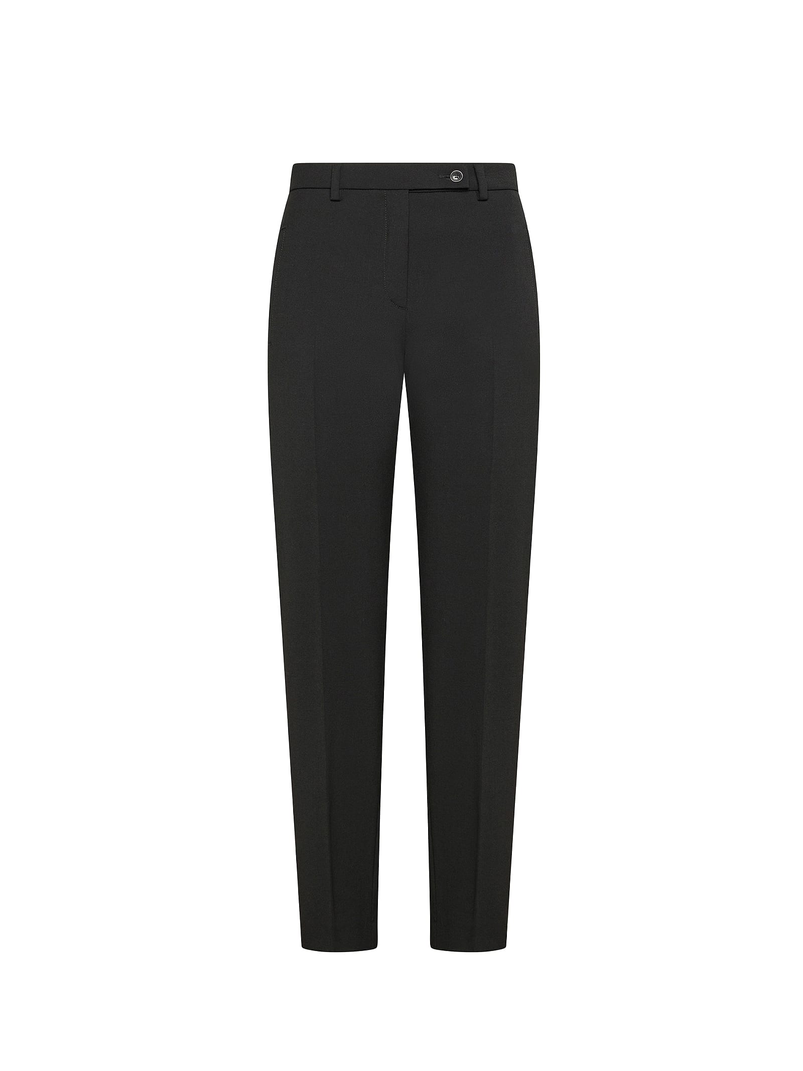 Seventy Black High-waisted Wool Blend Trousers