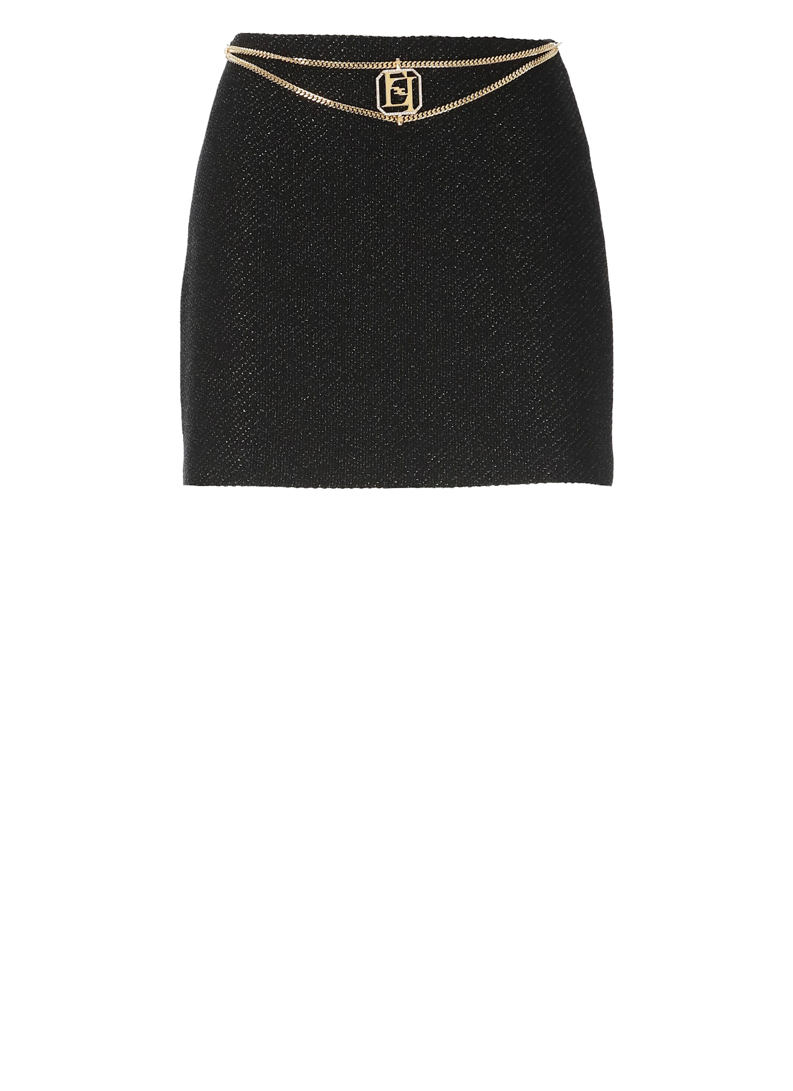 Shop Elisabetta Franchi Lurex Miniskirt In Black