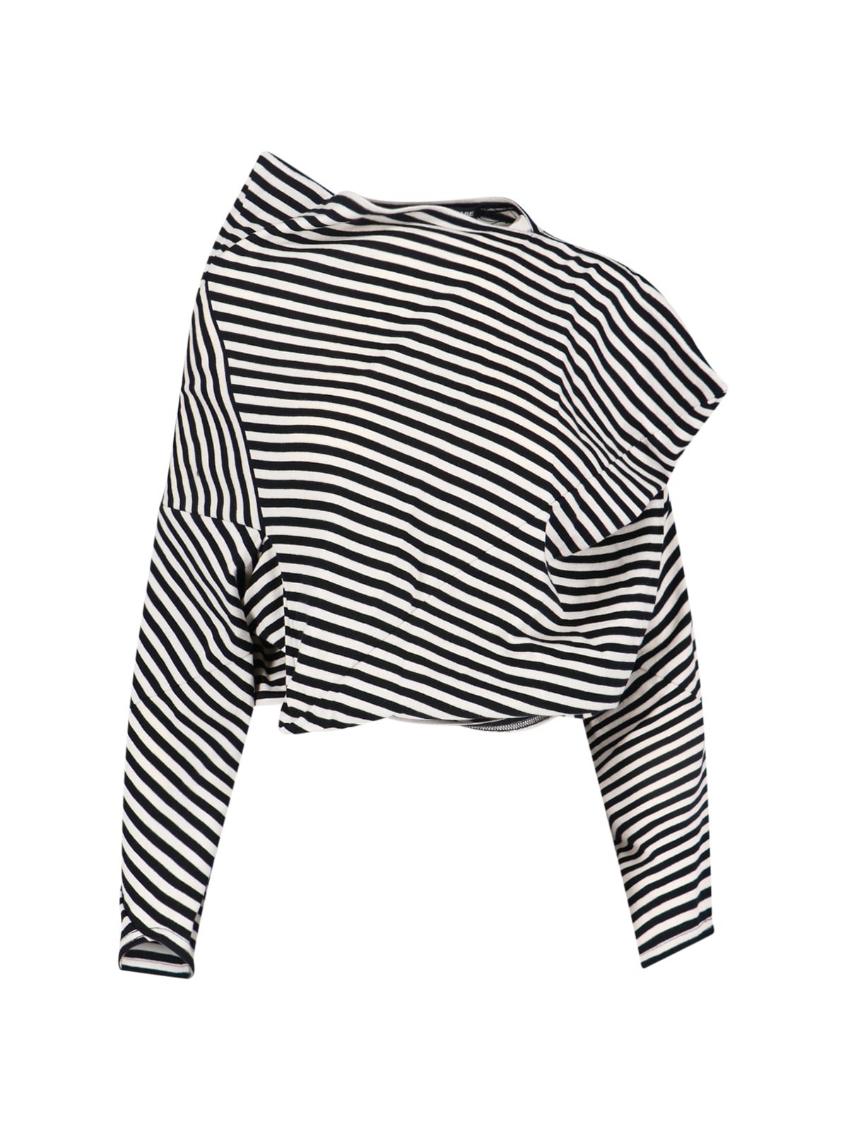 Junya Watanabe Striped Crop Sweater In Black