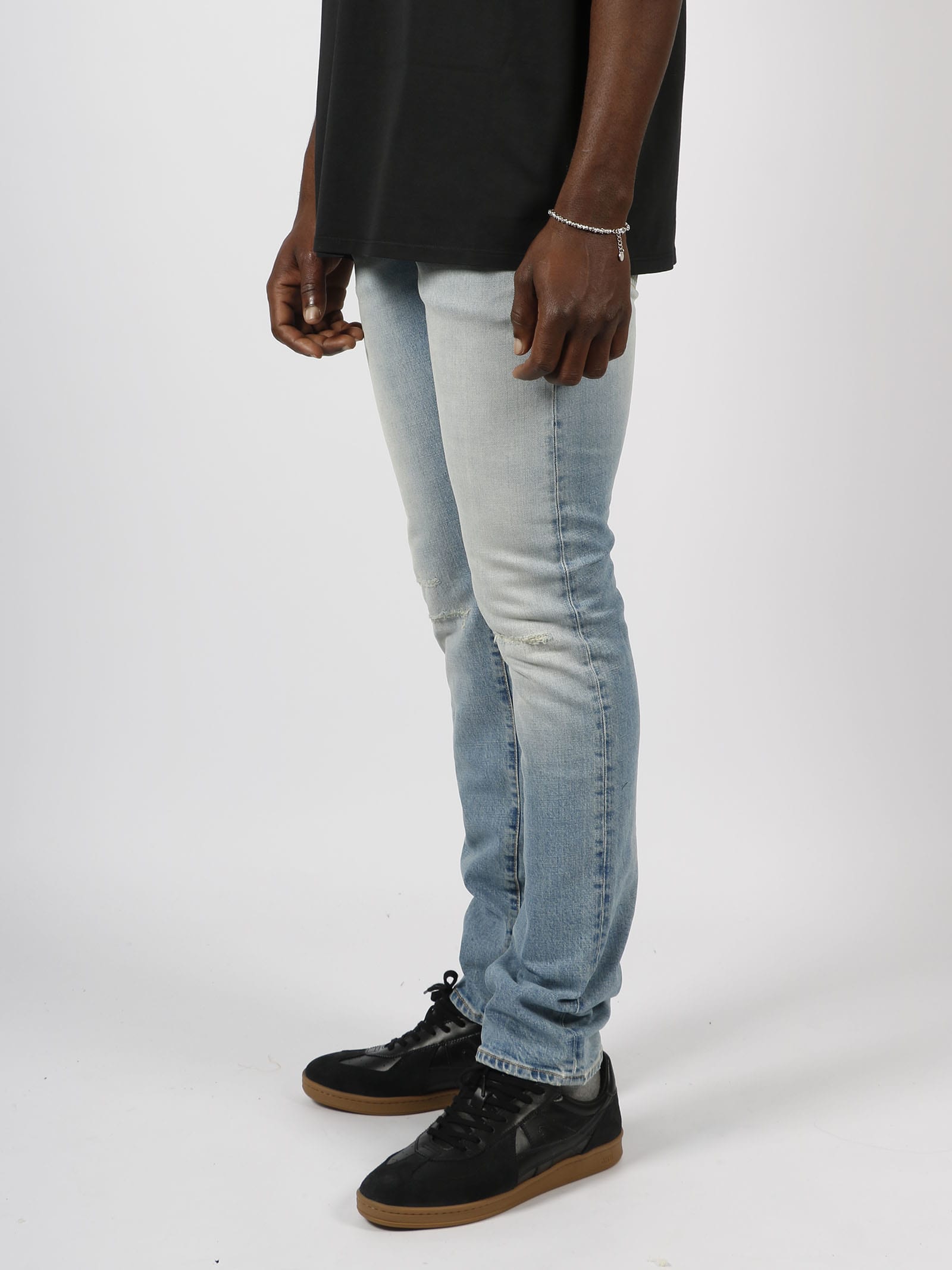 Shop 14 Bros Bleached Mended Bay Jeans In Blue