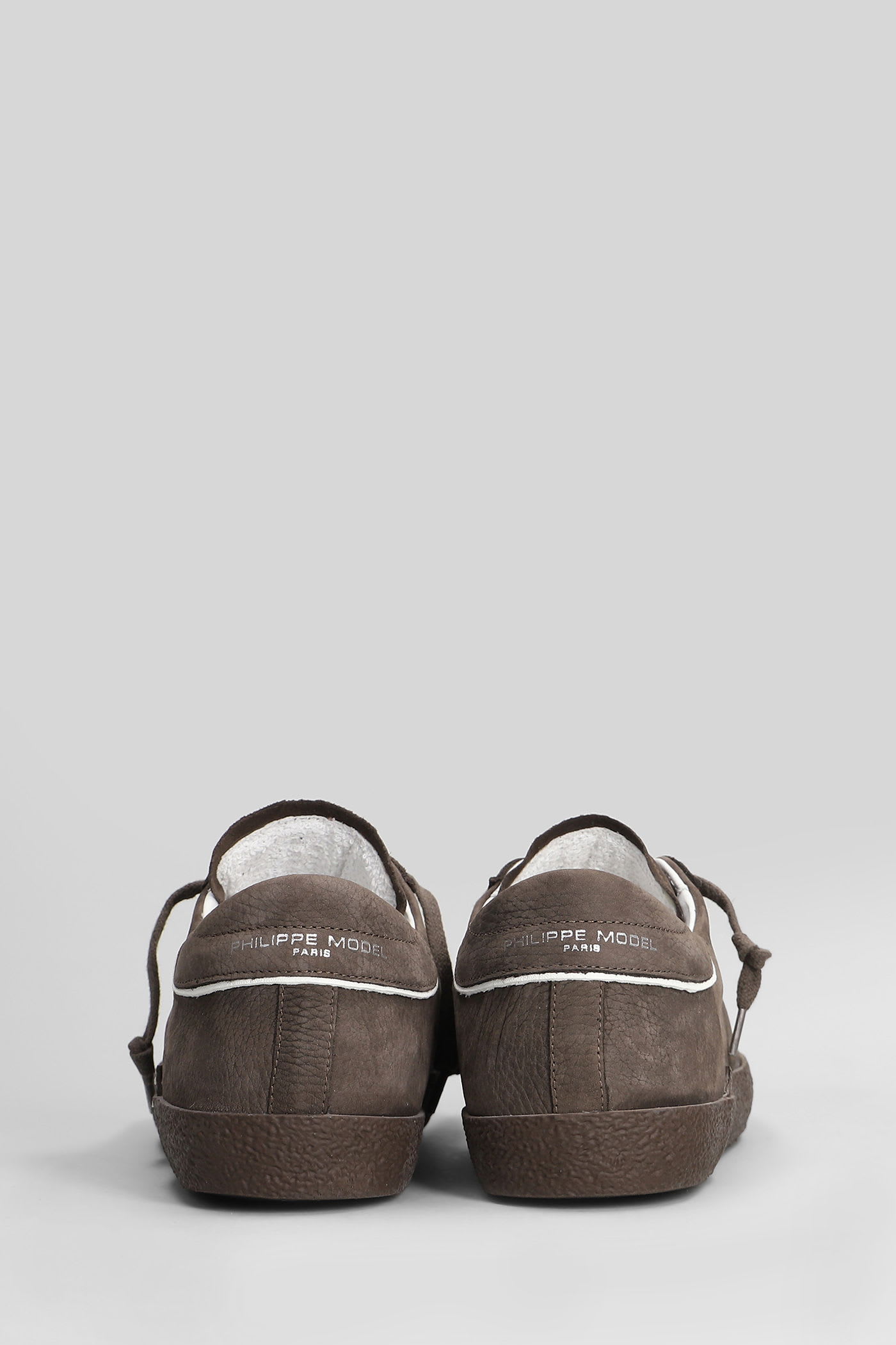 Philippe Model Prsx Low Sneakers In Brown Suede And Leather In Brown
