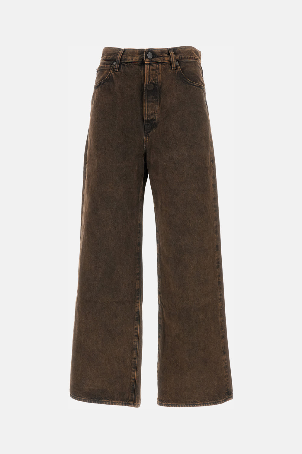 Frame The Collegiate Brown Jeans With Belt Loops And Wide Leg In Denim Woman In Brown