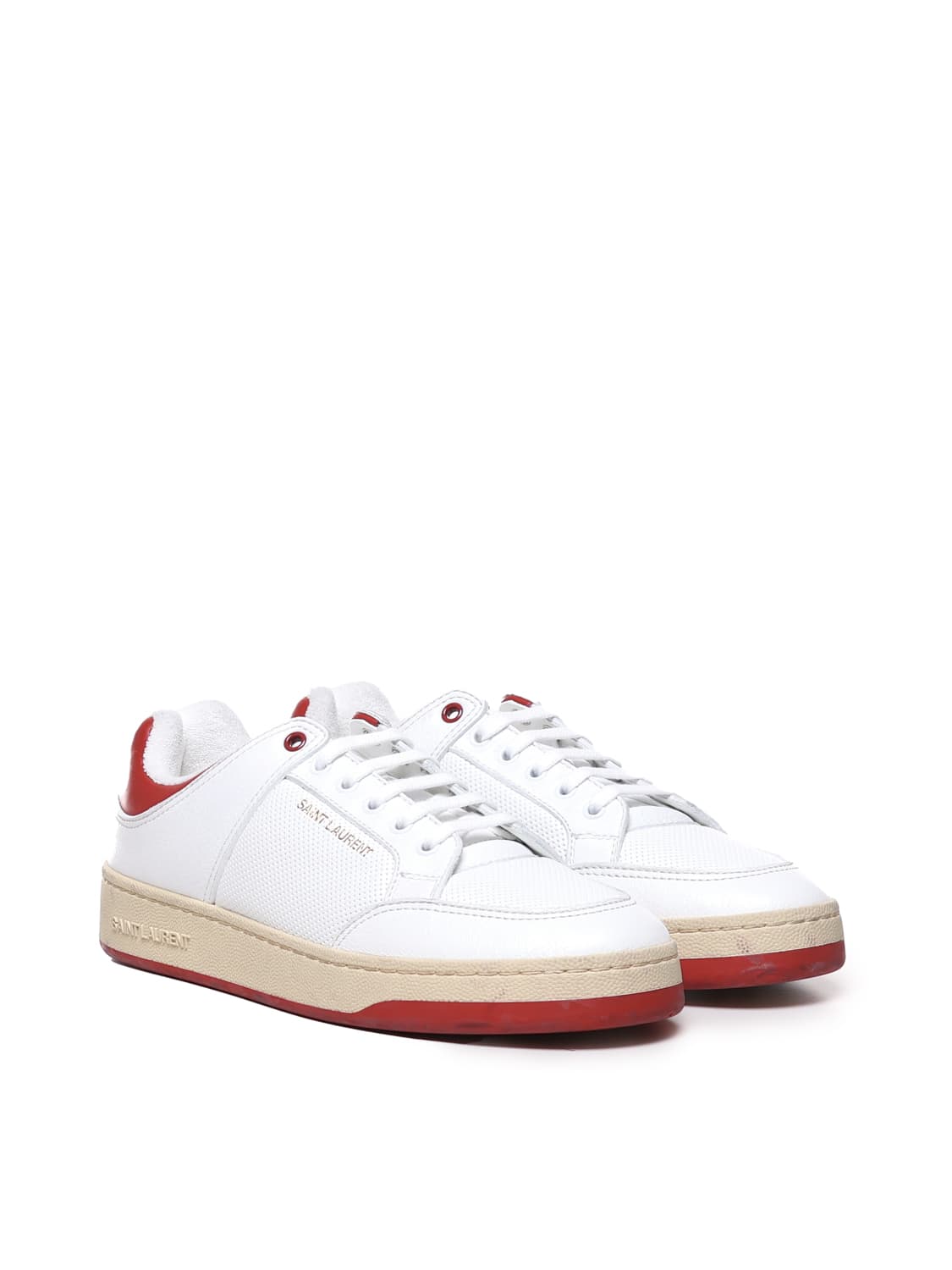 Shop Saint Laurent Sneakers Sl/61 In Calfskin In White, Red