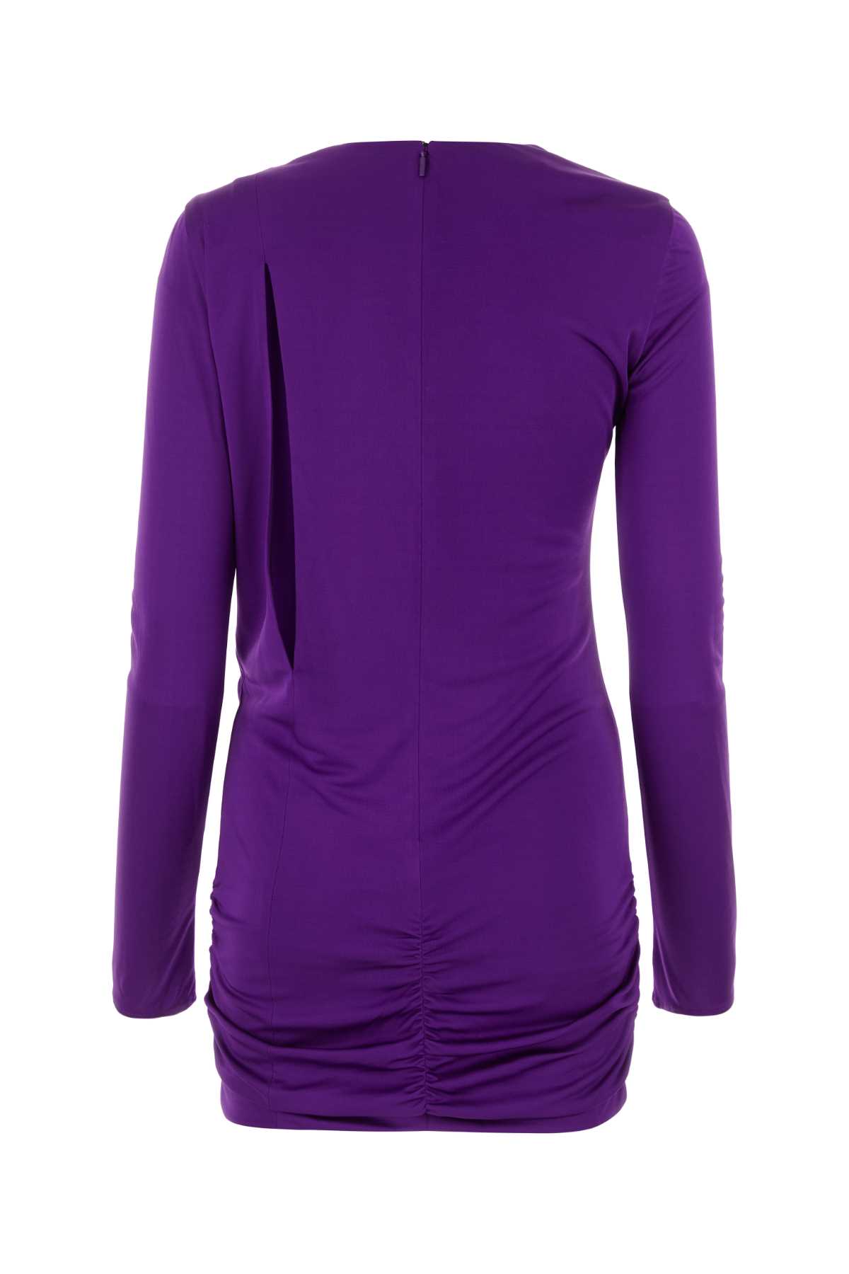 Shop Versace Purple Viscose Mini Dress In Brightdark