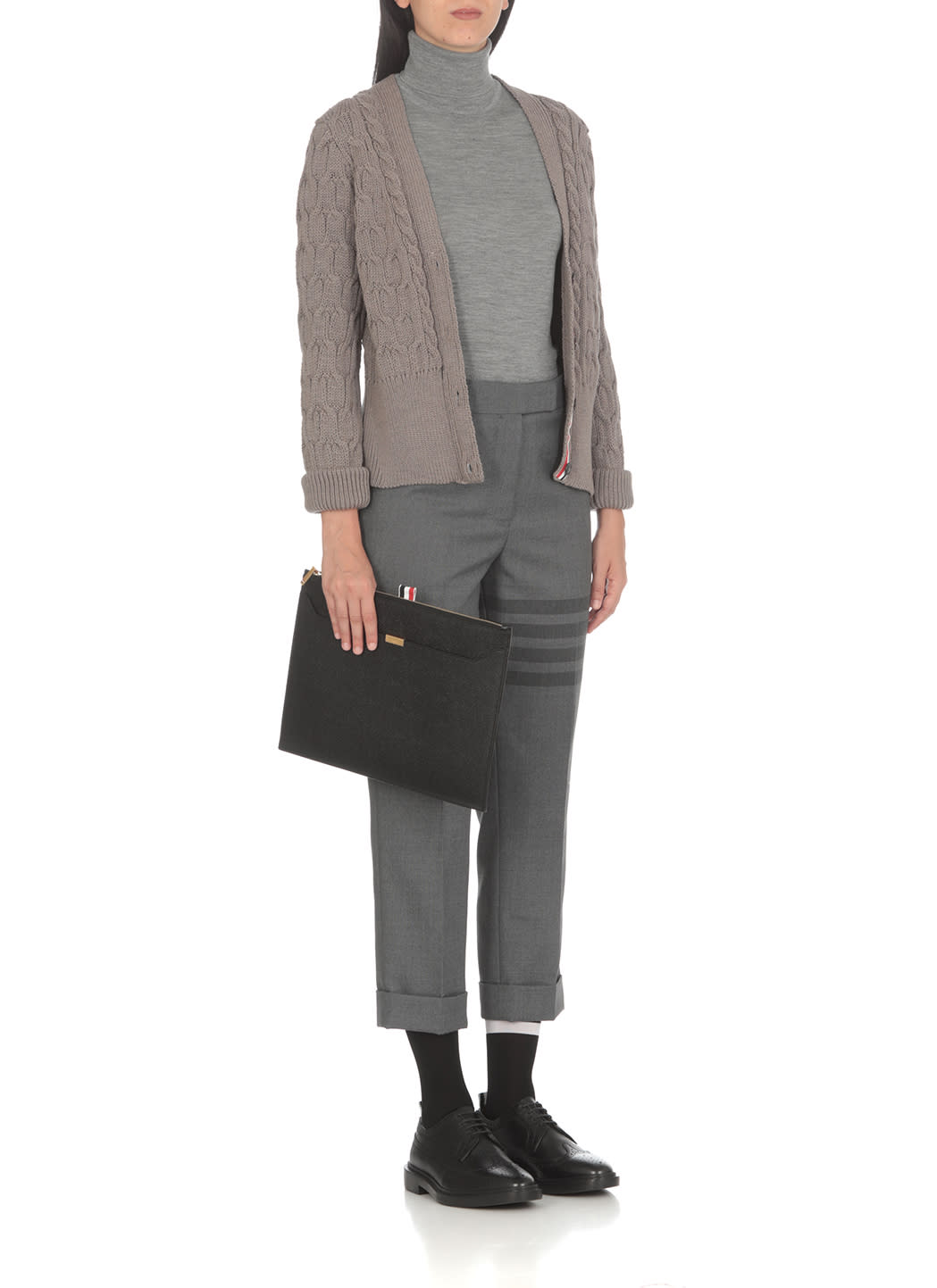 Thom Browne Turtleneck Short-sleeve Jumper In Gray