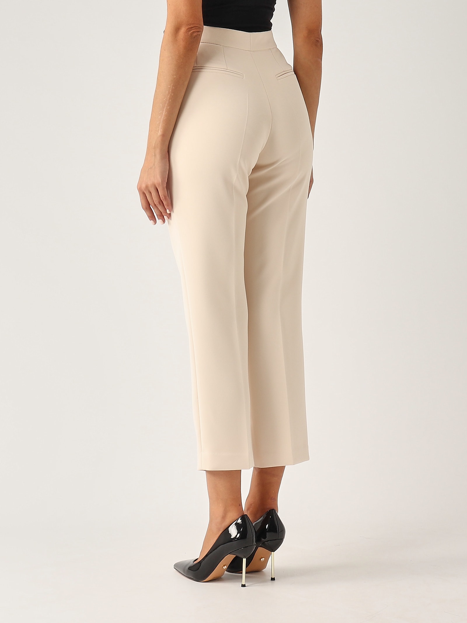 Shop Elisabetta Franchi Poliester Trousers In Burro