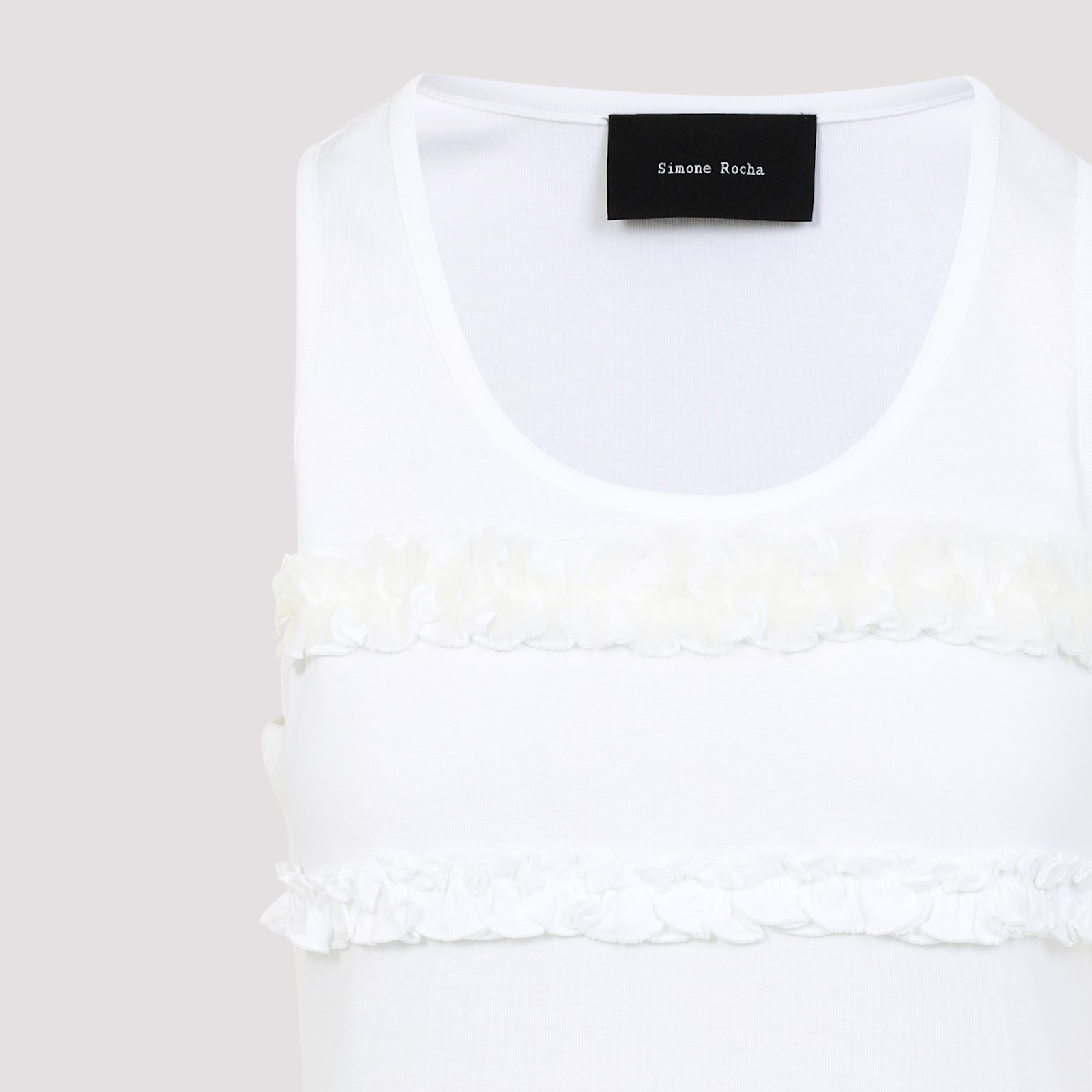 Simone Rocha Ruffle Frill Tank Top In White