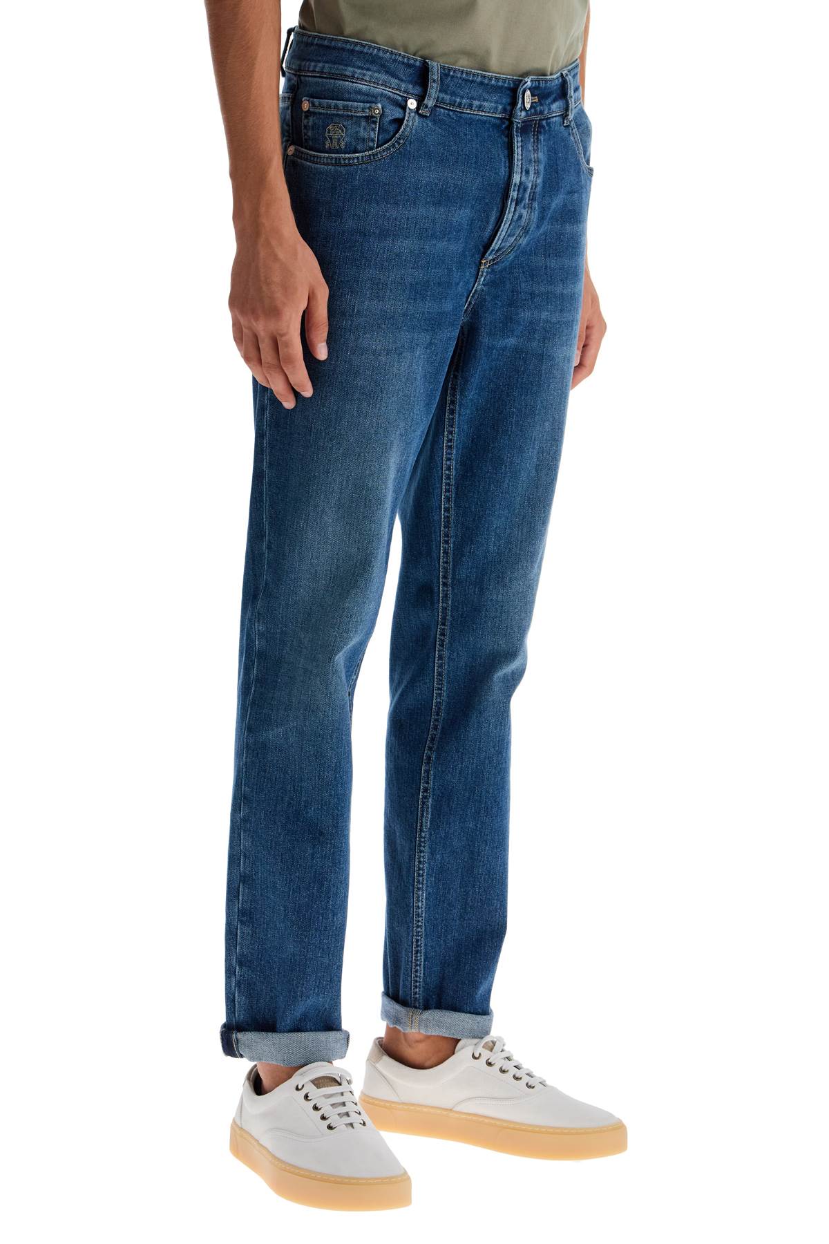 Shop Brunello Cucinelli Traditional Fit Jeans In Denim Medio (blue)