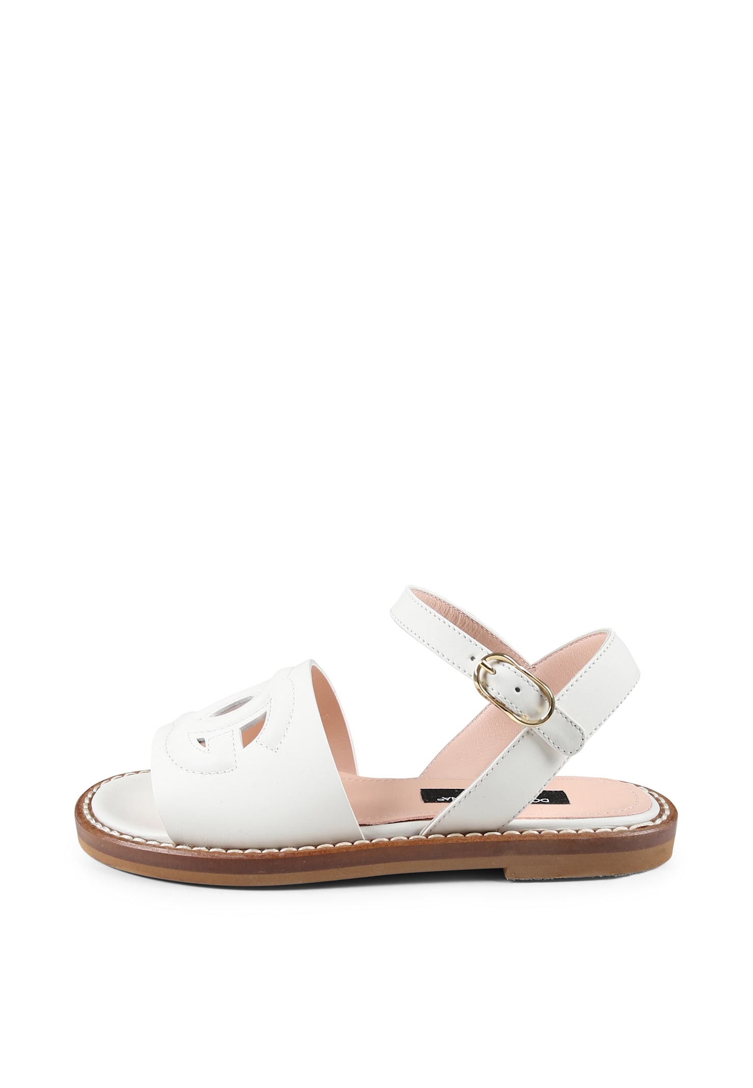 DOLCE & GABBANA WHITE SANDALS FOR GIRL WITH DG LOGO