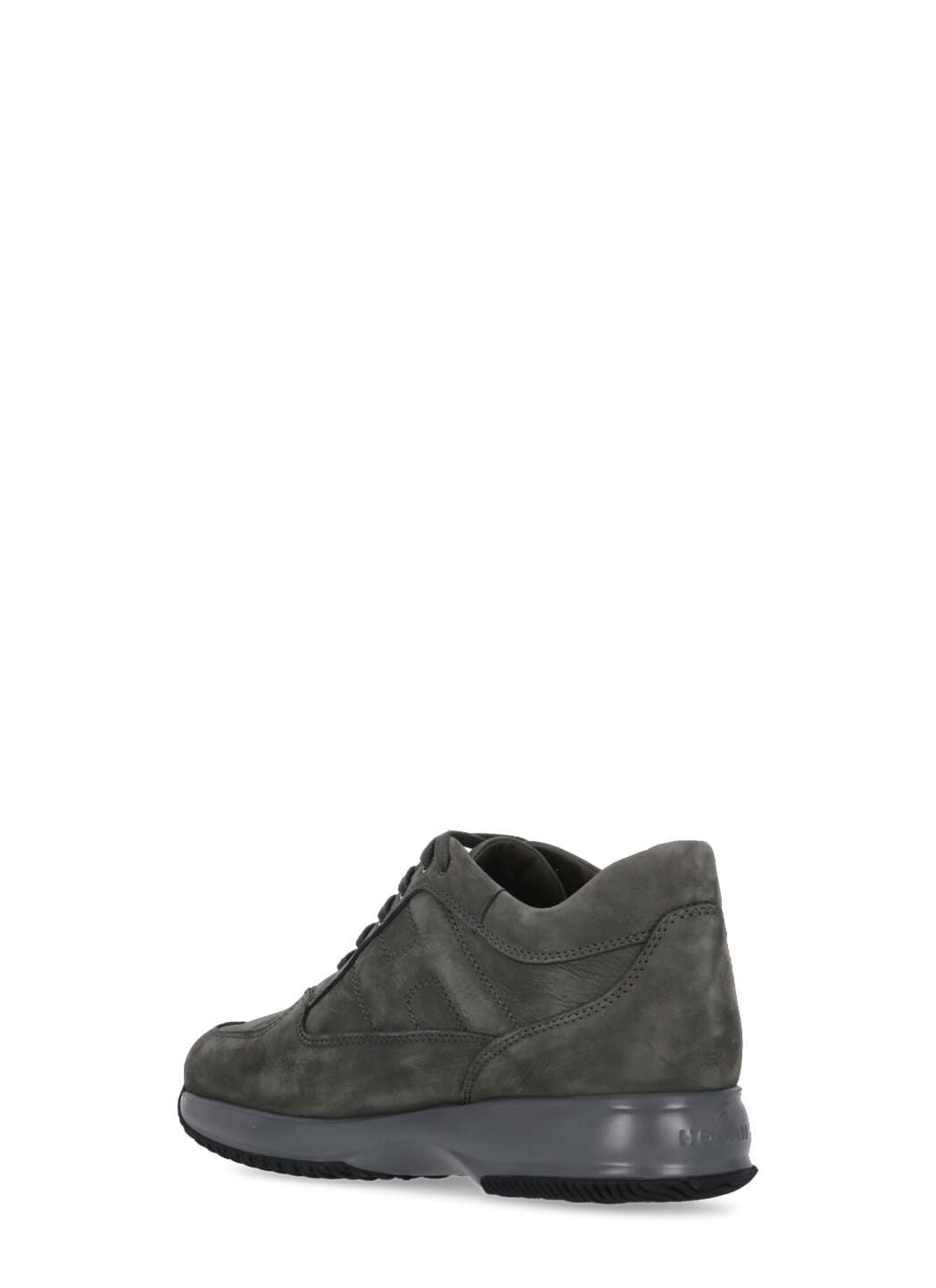 Hogan Interactive Grey Suede Sneakers In Green