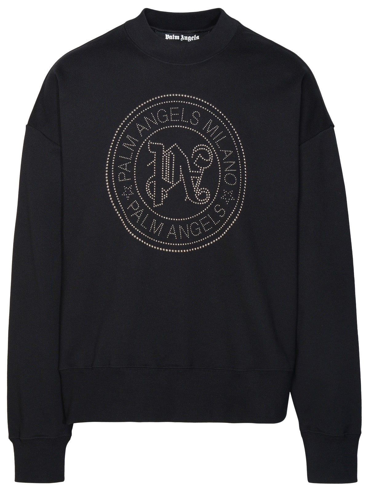 Shop Palm Angels Milano Stud Black Cotton Sweatshirt
