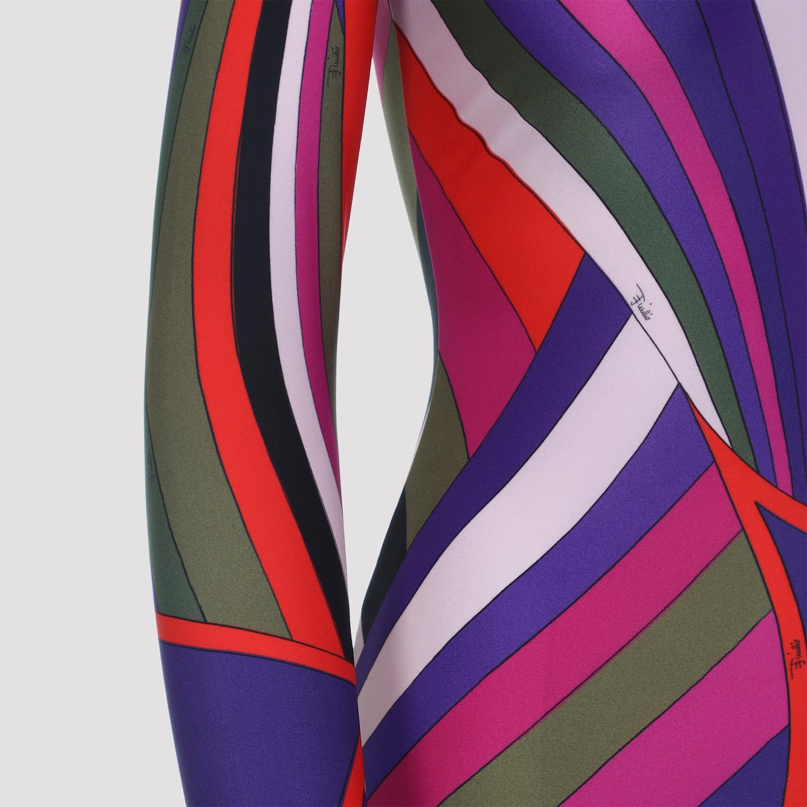 Pucci Fitted Long Sleeve Midi Dress Style In Multi