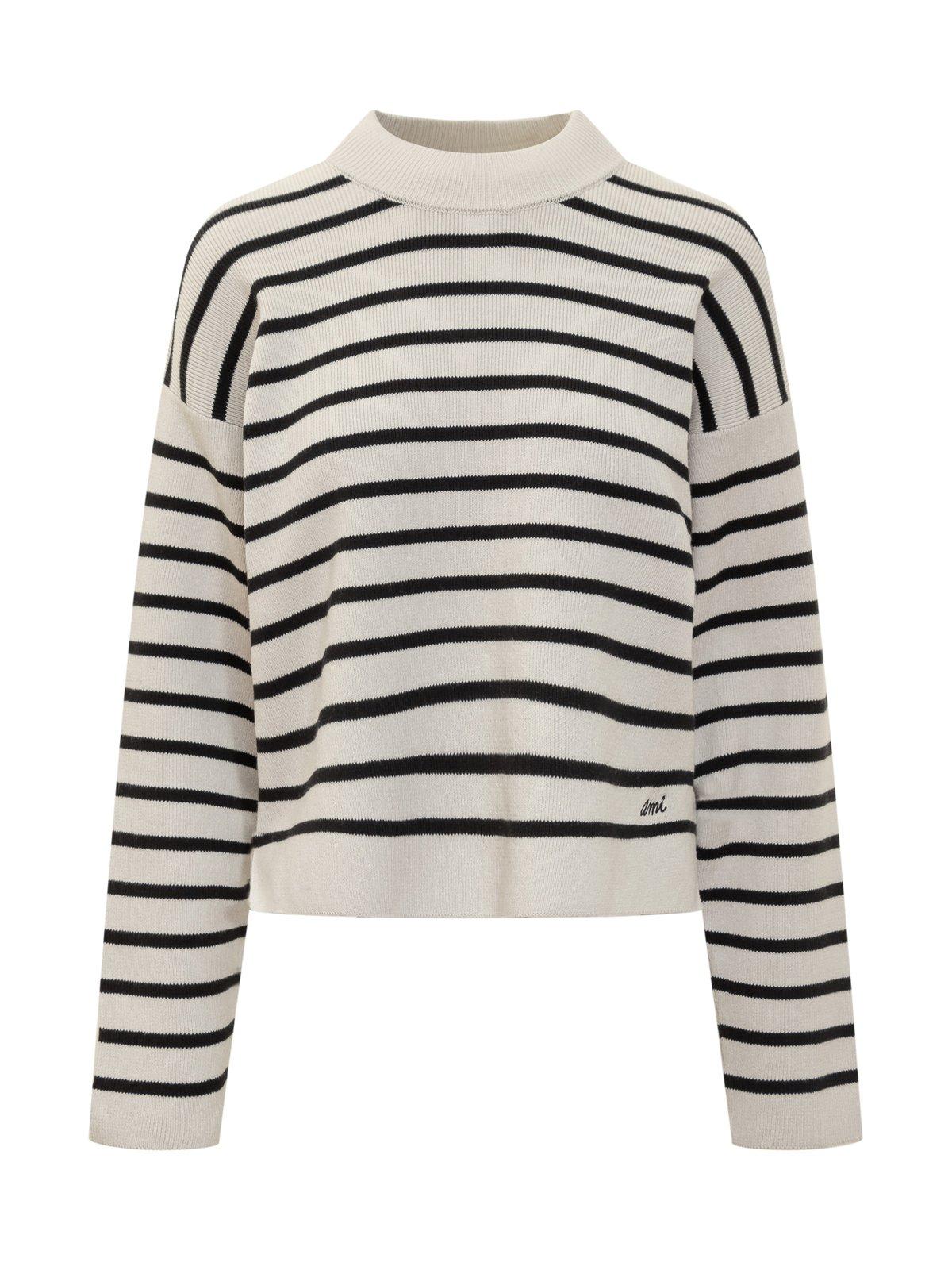 Shop Ami Alexandre Mattiussi Striped Long-sleeved Jumper In Multicolour