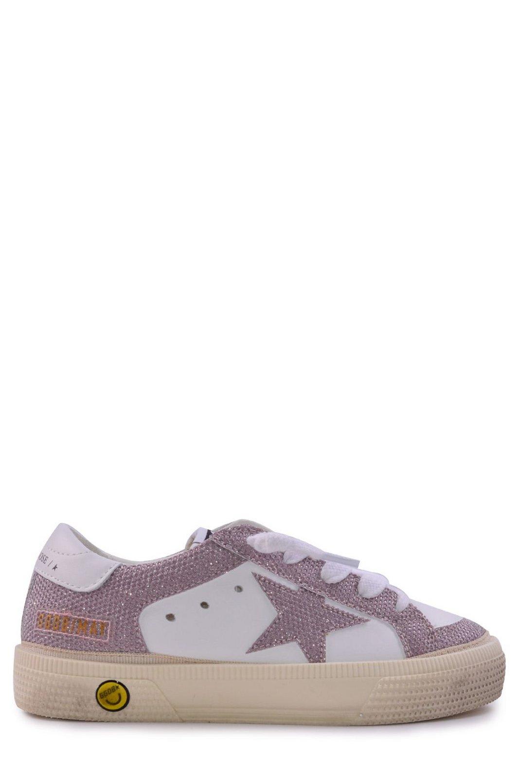 GOLDEN GOOSE GLITTER-DETAILED ROUND TOE SNEAKERS