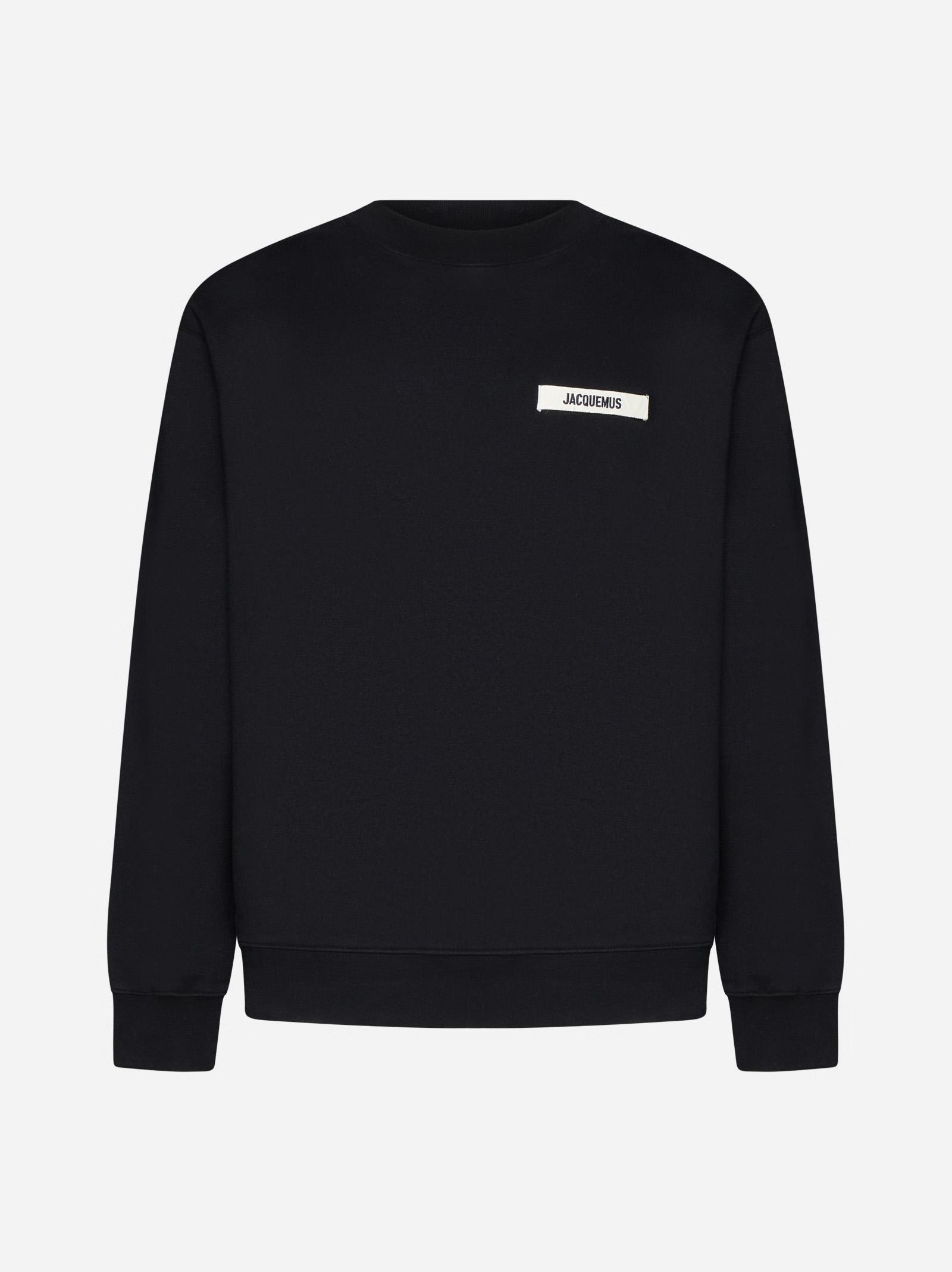 Shop Jacquemus Gros Grain Cotton Sweatshirt In Black