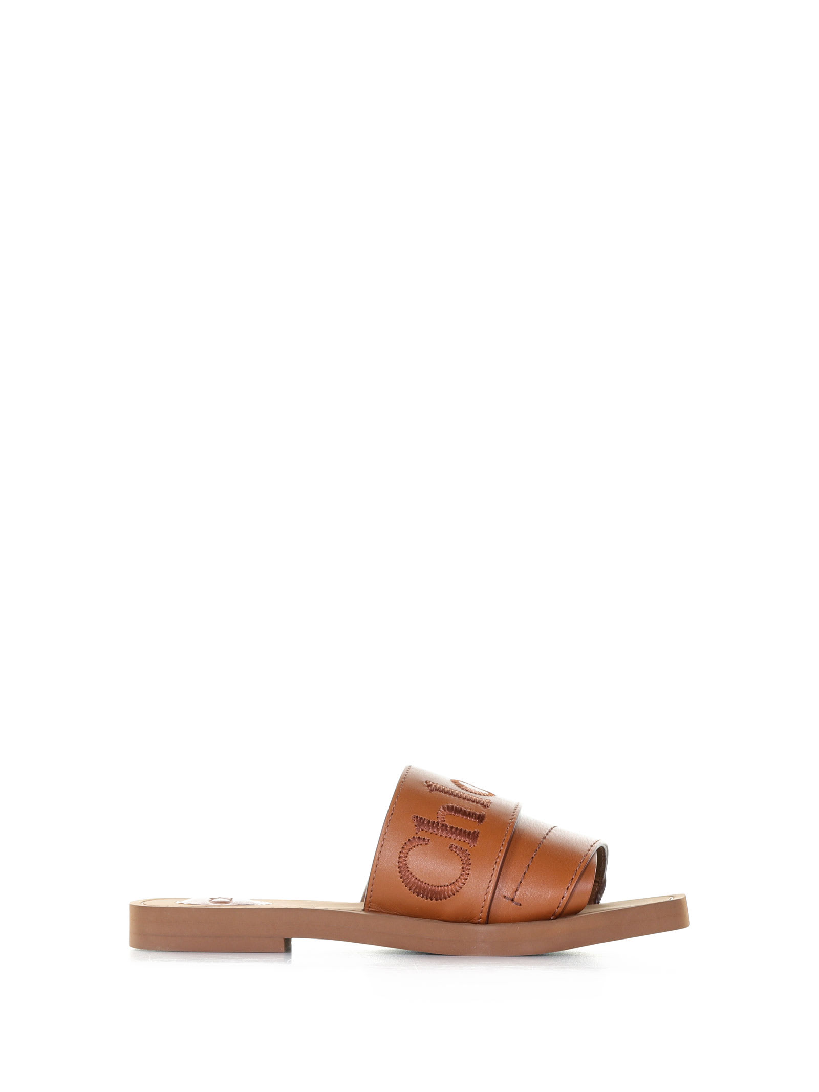 Chloé Woody Slide Sandal In Smooth Leather