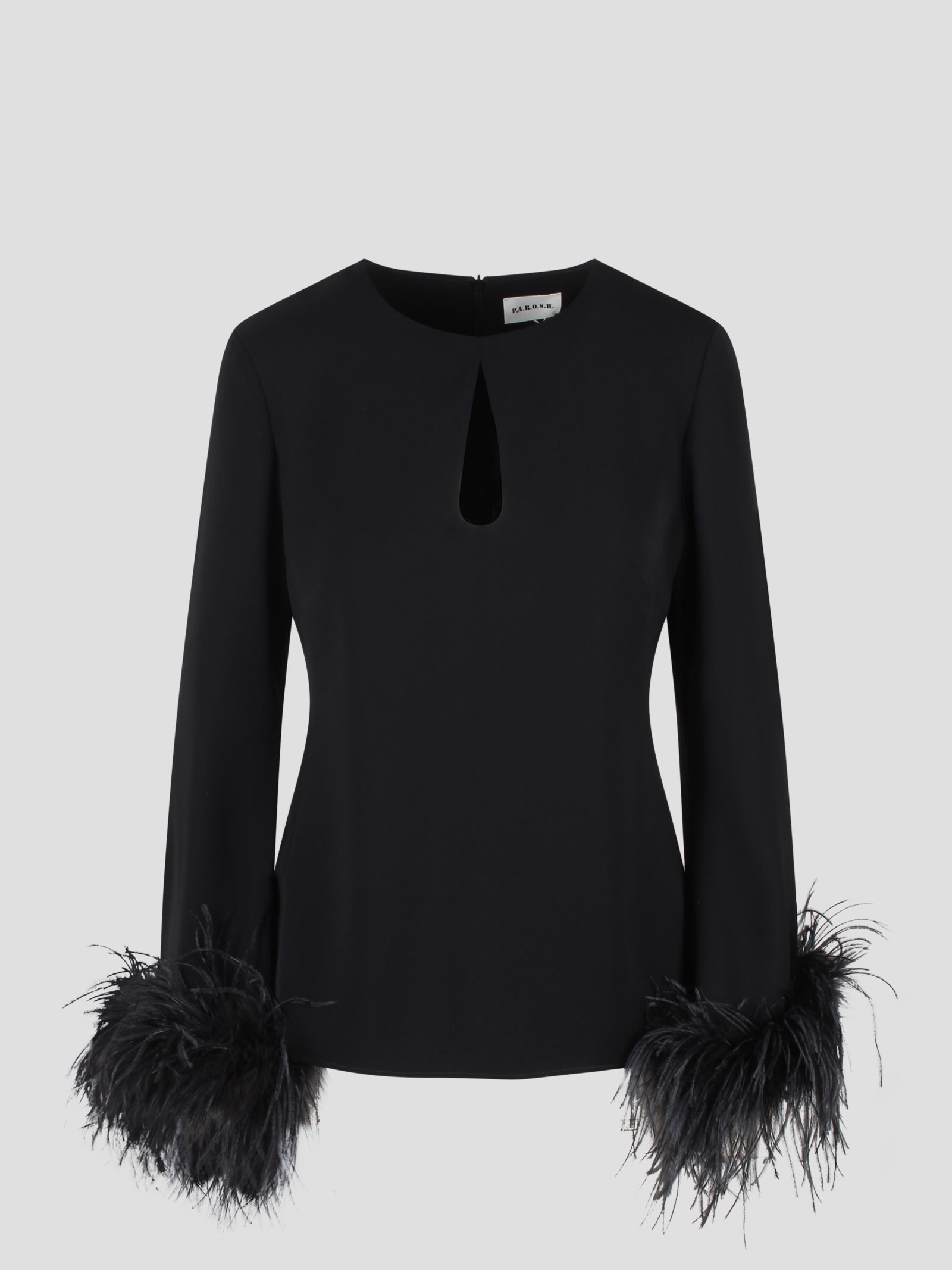 Shop P.a.r.o.s.h Feathers Poker Blouse In Black