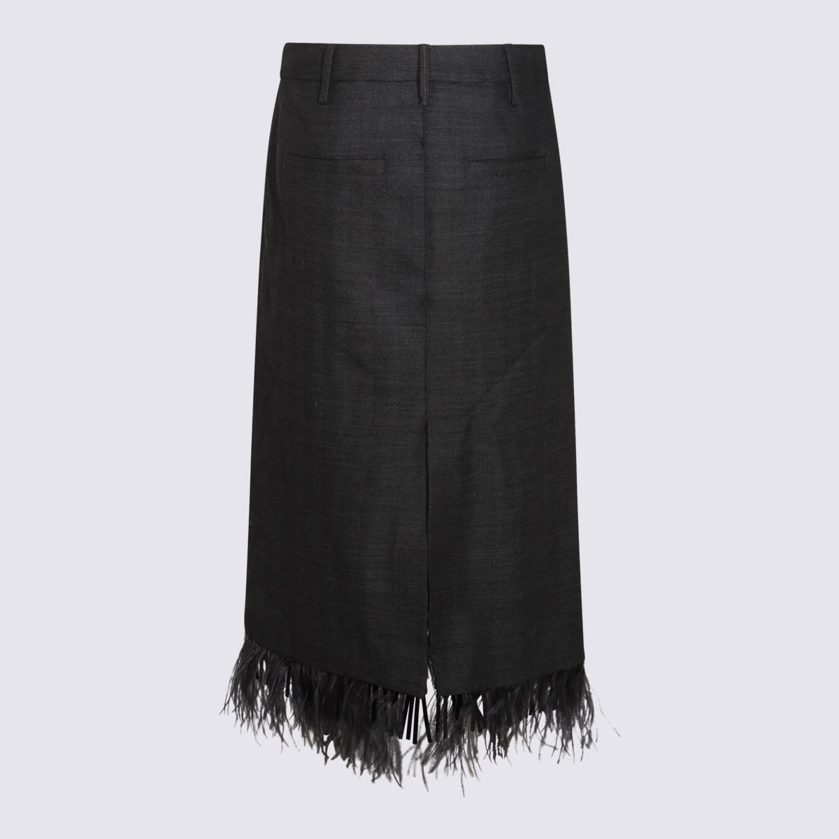 Shop Brunello Cucinelli Grey Wool Skirt In Anthracite