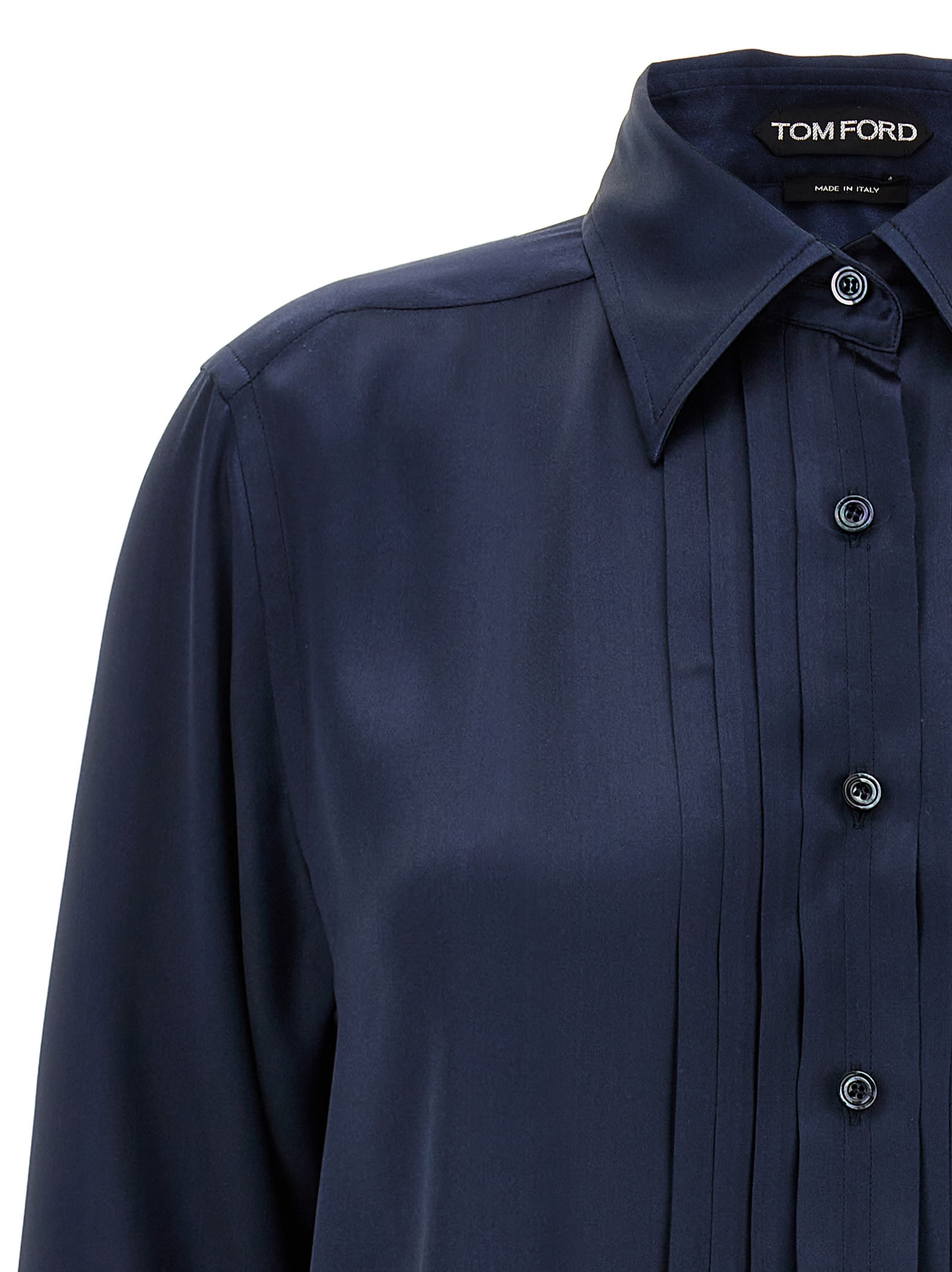 Shop Tom Ford Pleated Plastron Shirt In Blue