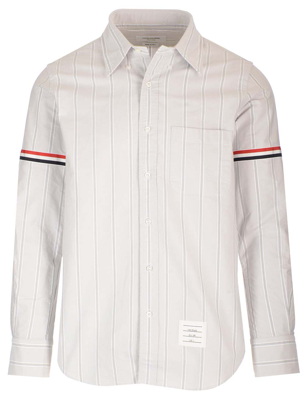 Shop Thom Browne Oxford Striped Shirt In Grey