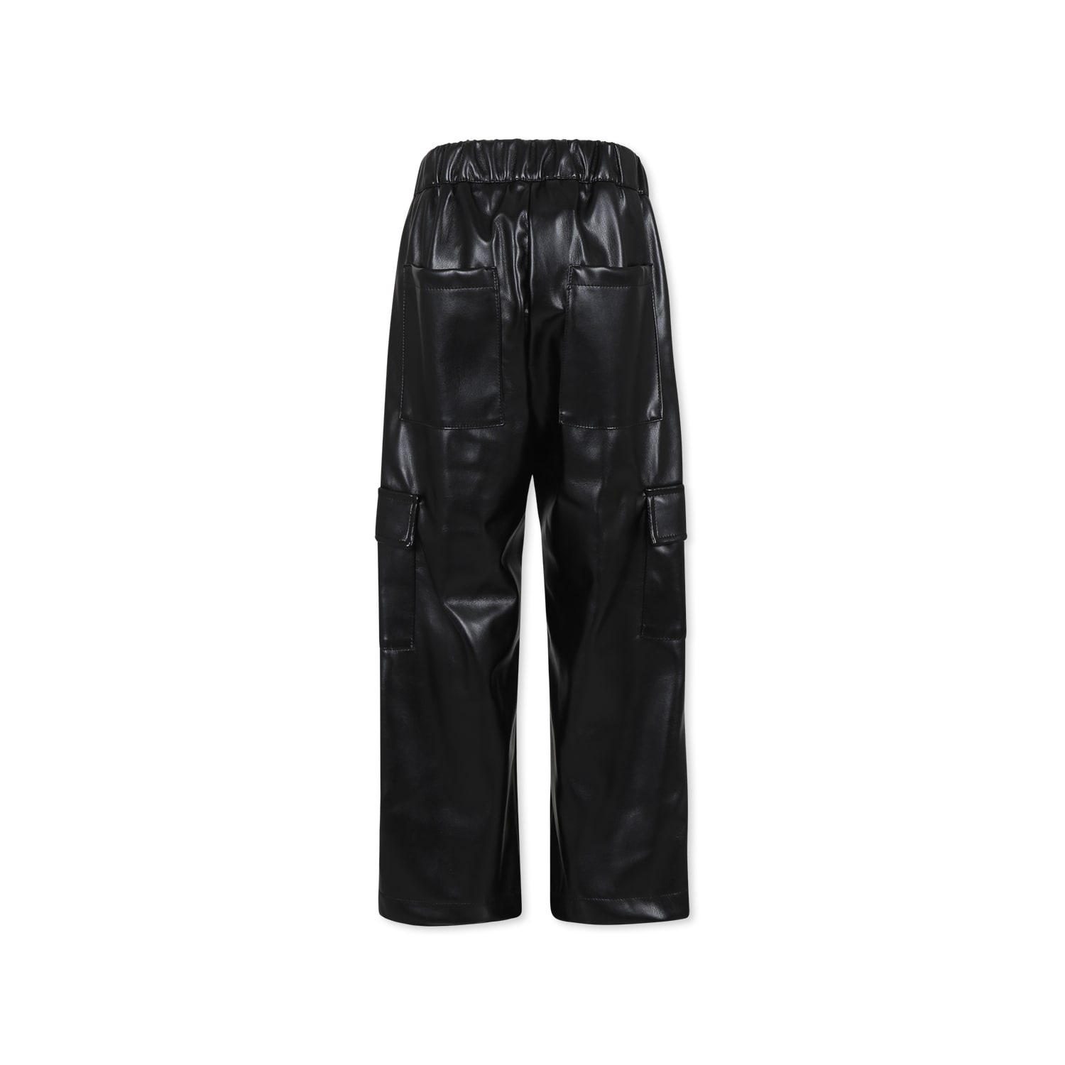 Shop Msgm Black Trousers For Girl With Logo