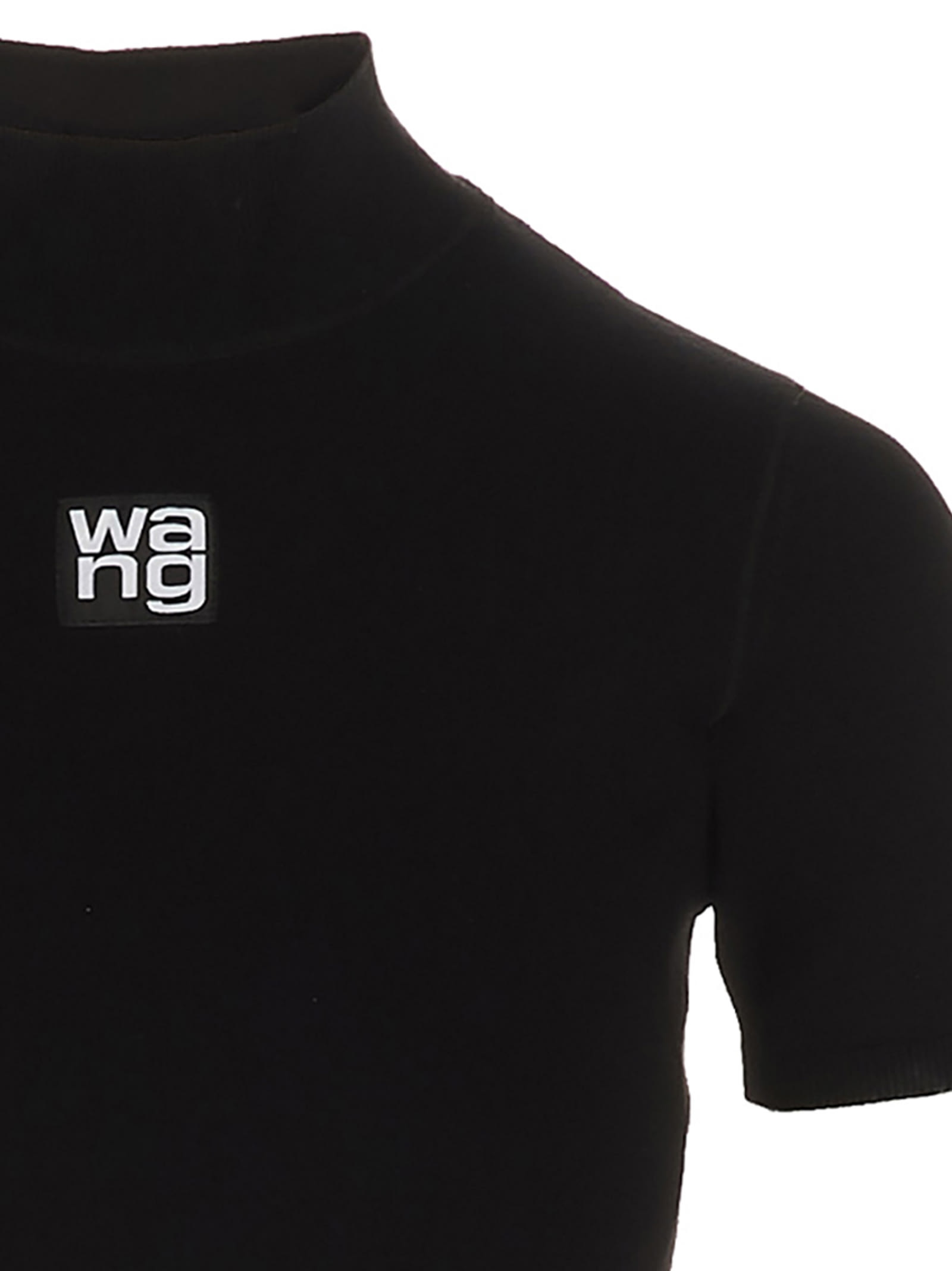 Shop Alexander Wang T Logo Viscose Top In Black