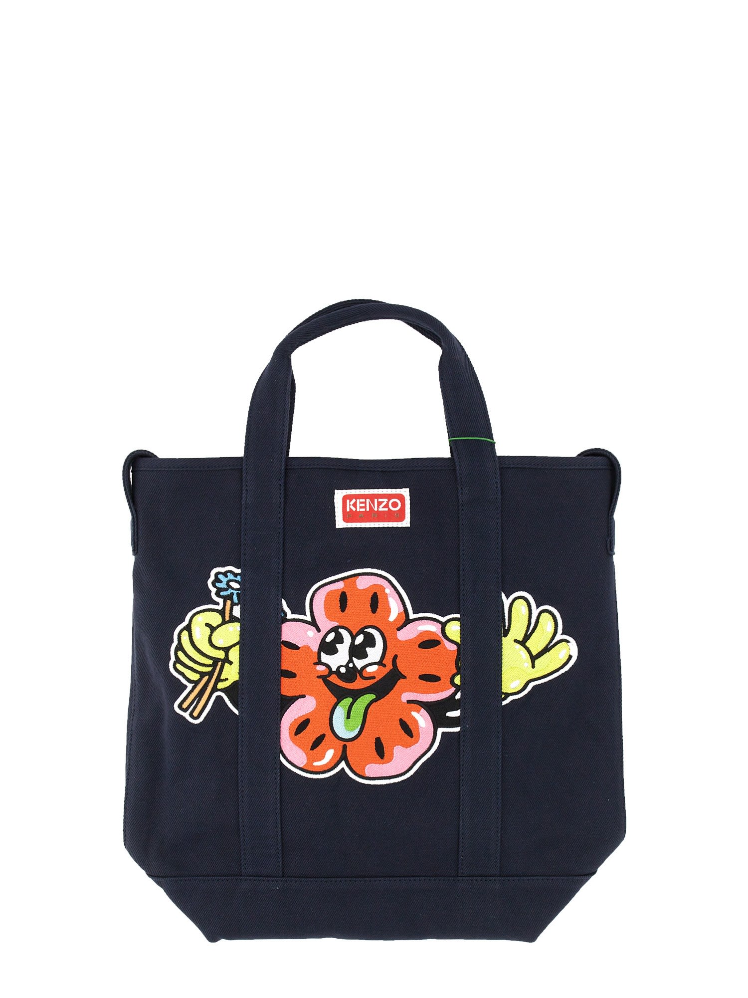 Kenzo Boke Blocks Tote Bag In Bleu Marine