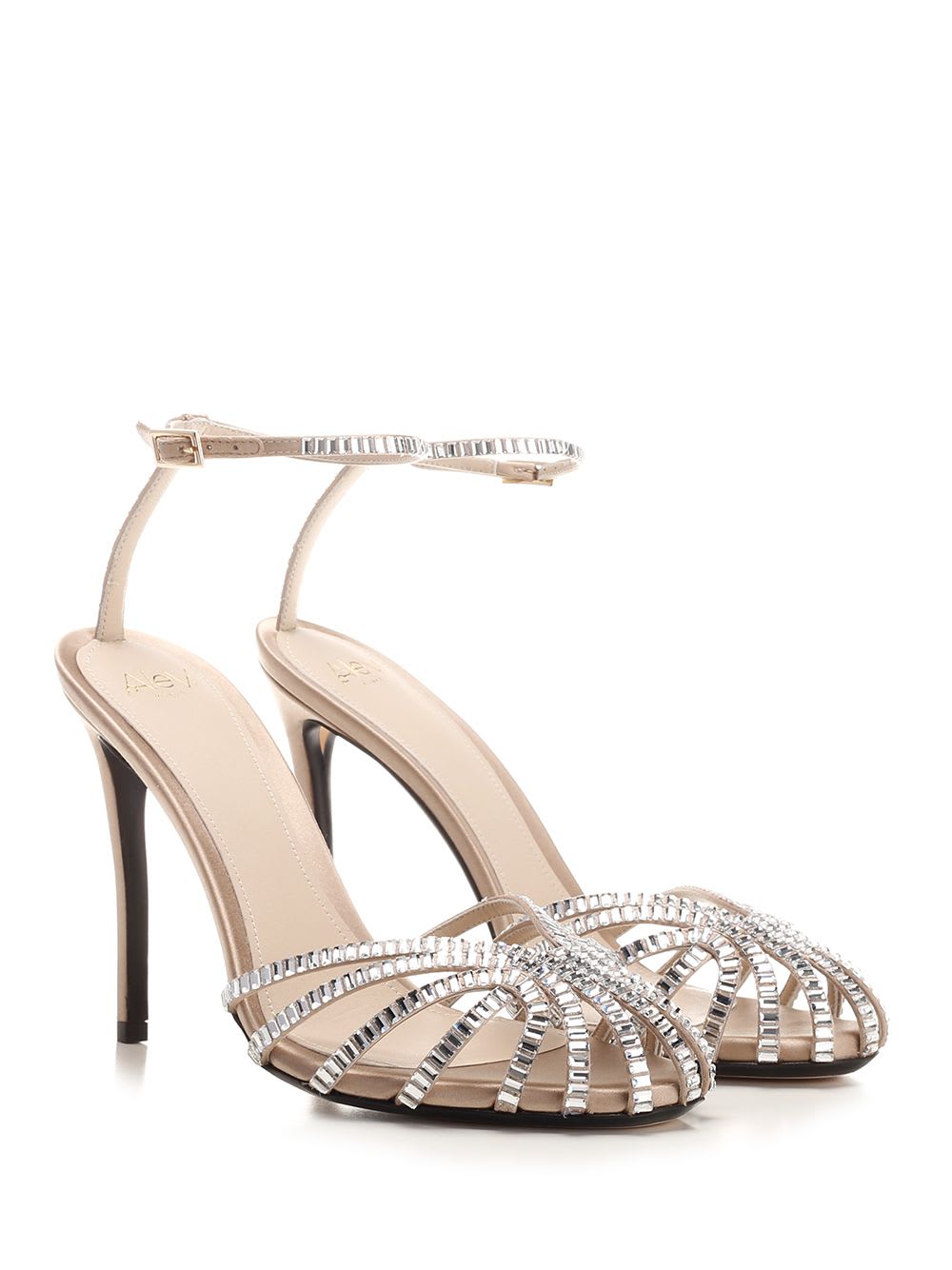Alevì Penelope 110mm Satin Sandals In Neutral