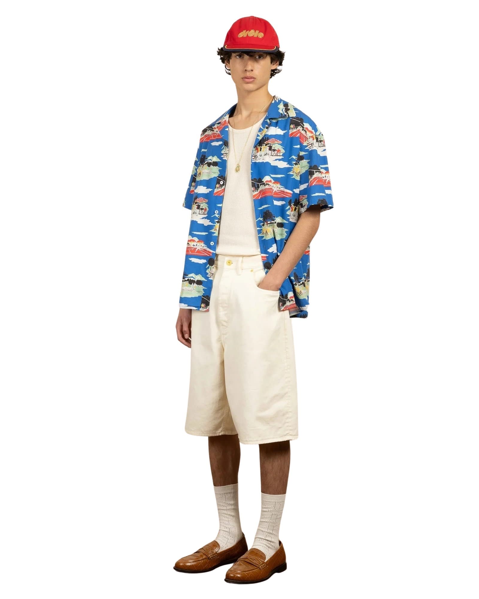Drôle De Monsieur Multicolor Country Club Short-sleeved Shirt In Be Blue