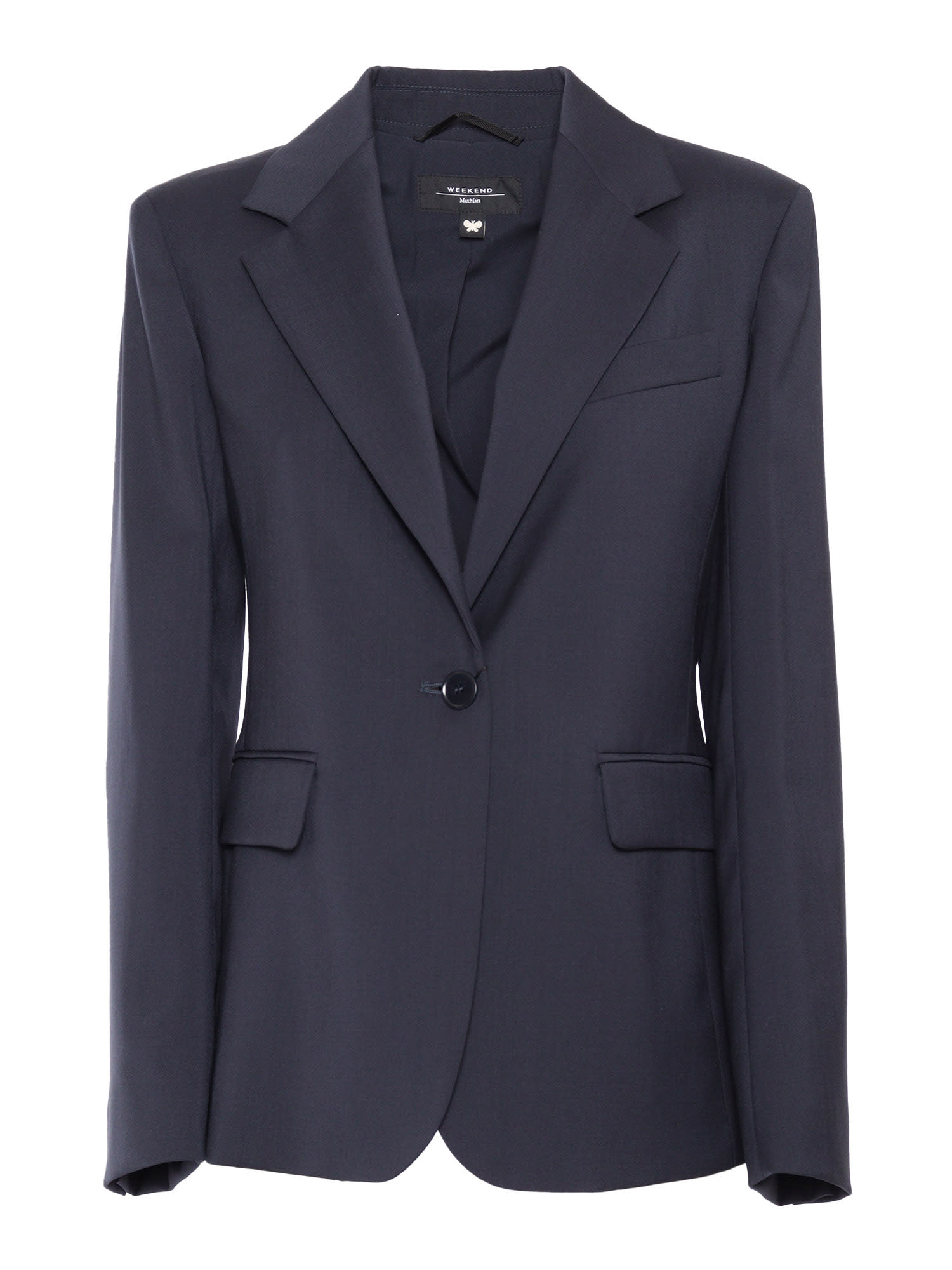 Shop Weekend Max Mara Lamine Navy Jacket In Blue