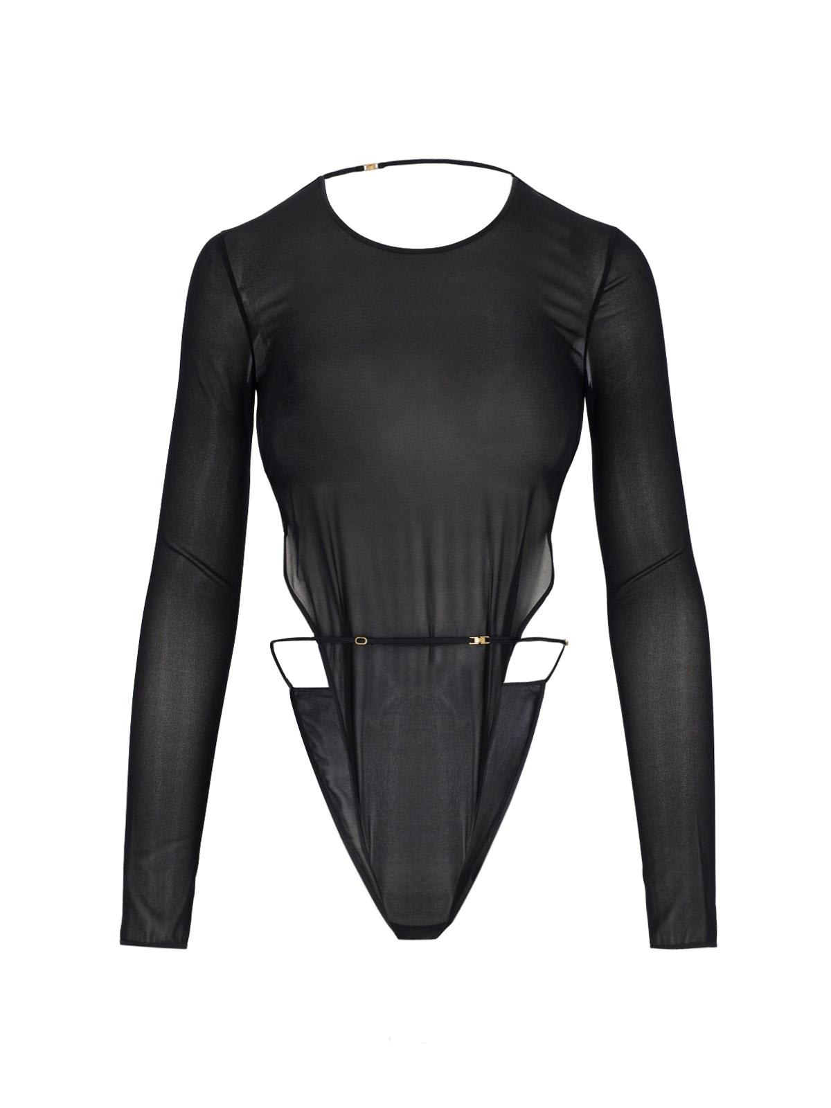 Shop Saint Laurent Semi-transparent Bodysuit In Black