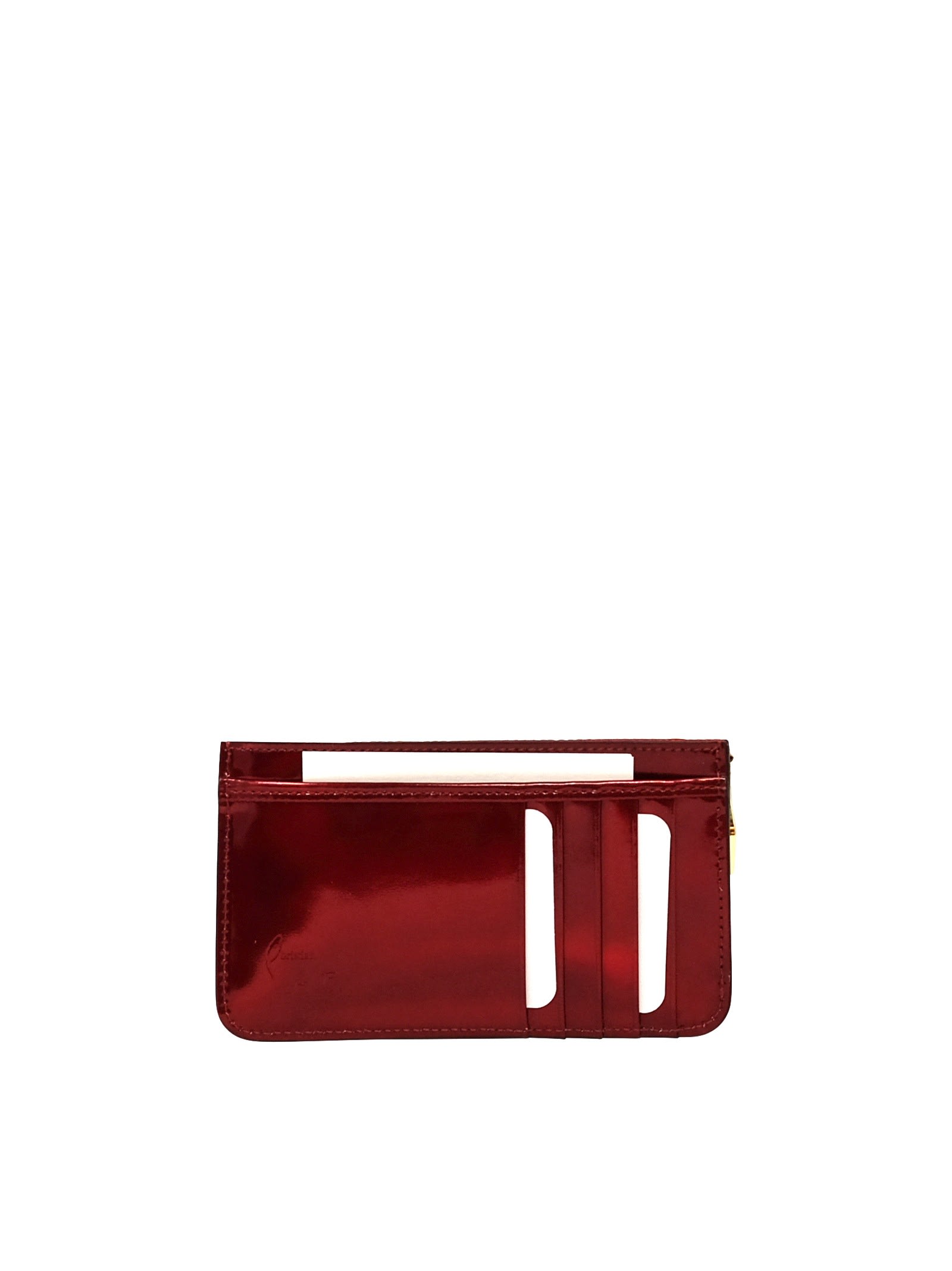 Christian Louboutin Loubi Patent Leather Loubi54 Zipped Cardholder In Burgundy