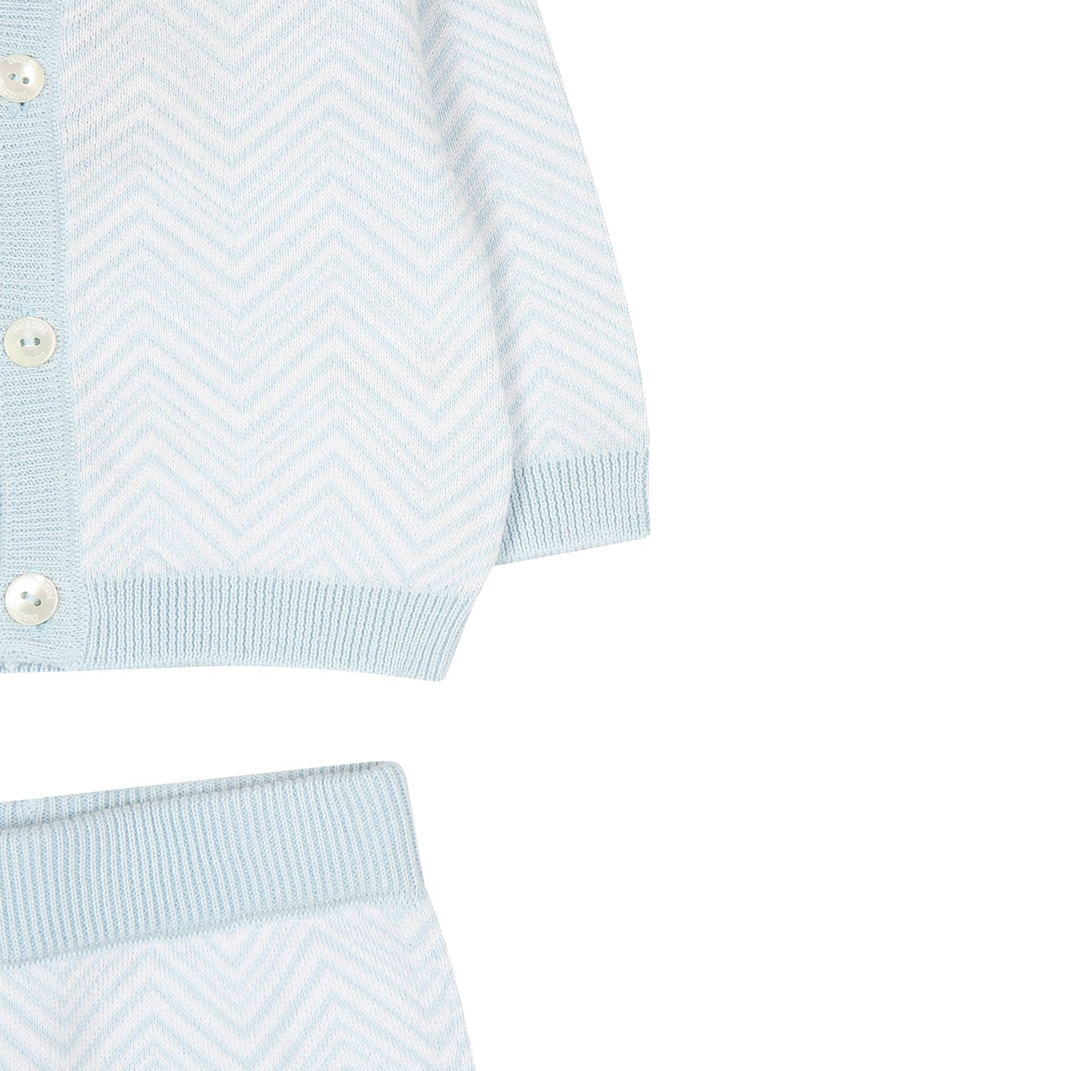 Shop Missoni Sky Blue Birth Suit For Baby Boy With Chevron Pattern In Light Blue