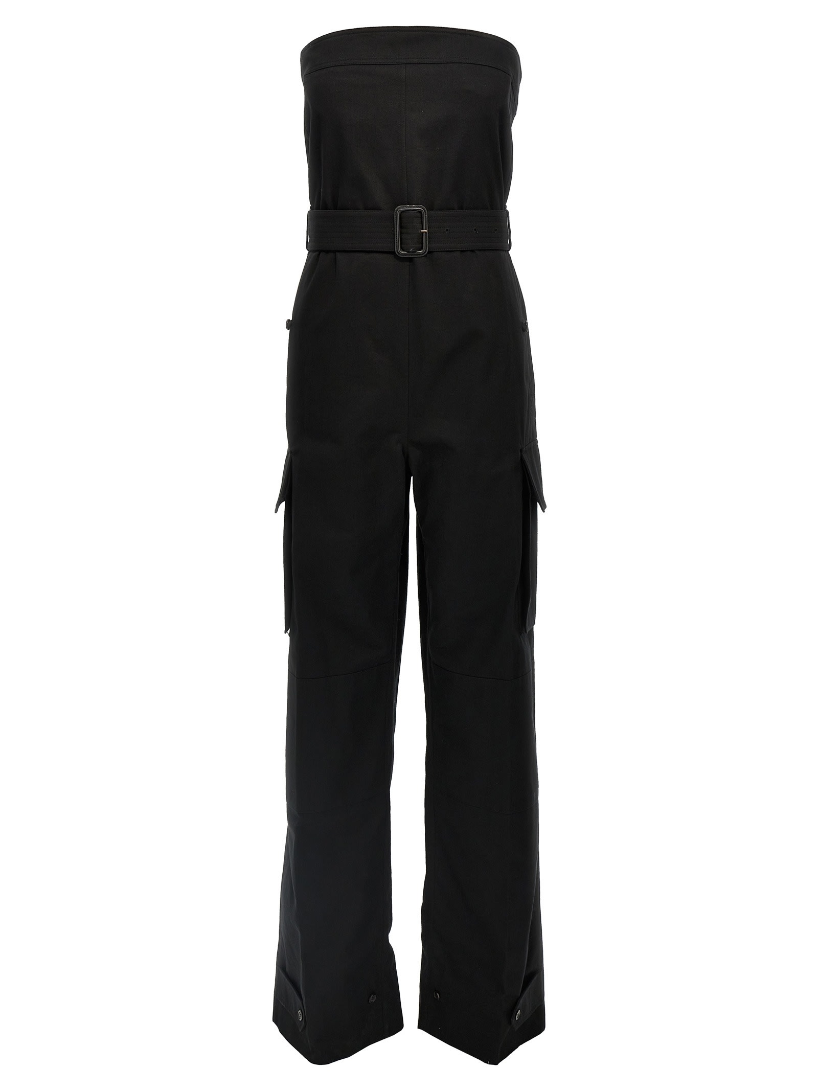 Shop Saint Laurent Cassandre Bustier Jumpsuit In Black