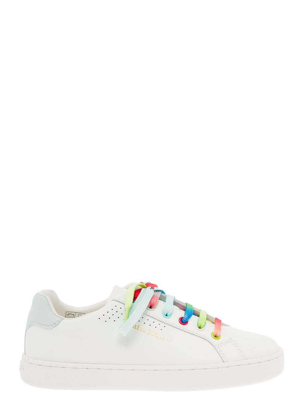 Palm Angels Kids Boys White Leather Sneakers With Multicolor Laces