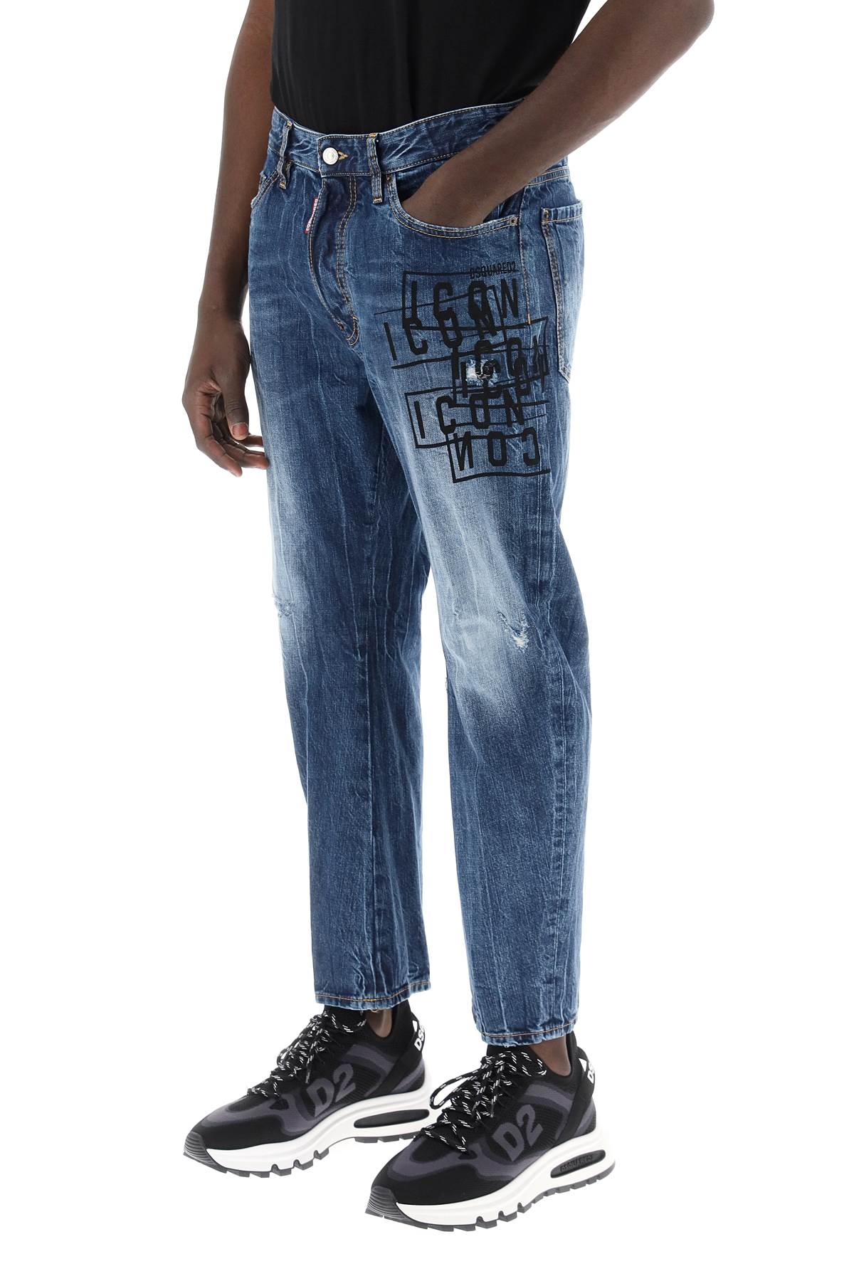 Shop Dsquared2 Dark Wash Icon Stamps Bro Jeans In In Navy Blue (blue)