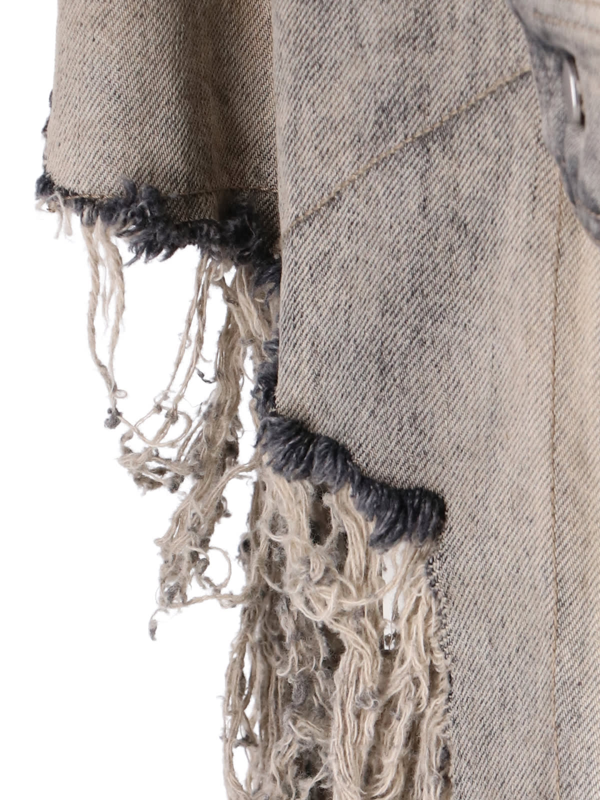 Rick Owens Frayed Distressed-effect Denim Jacket In Grey