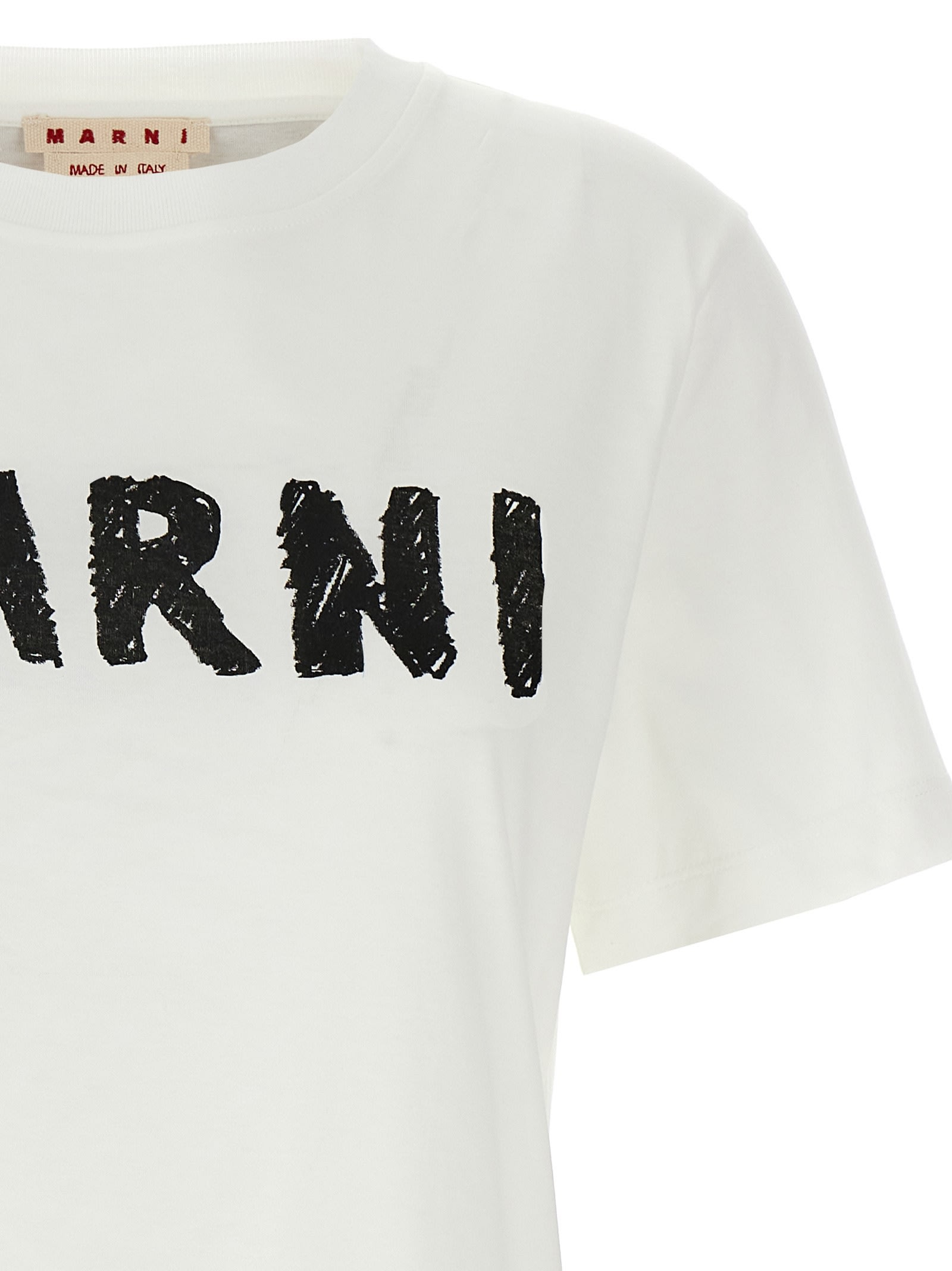 Shop Marni Crayon Logo T-shirt In White/black